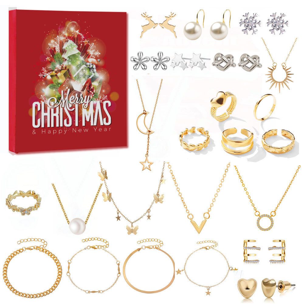 Fanttik Календарі Schmuck-Adventskalender 2025 Eleganz im Countdown - 24 Überraschungen (24-tlg), Mädchen Schmuck, Weihnachtskalender Weihnachten Geschenke für Frauen