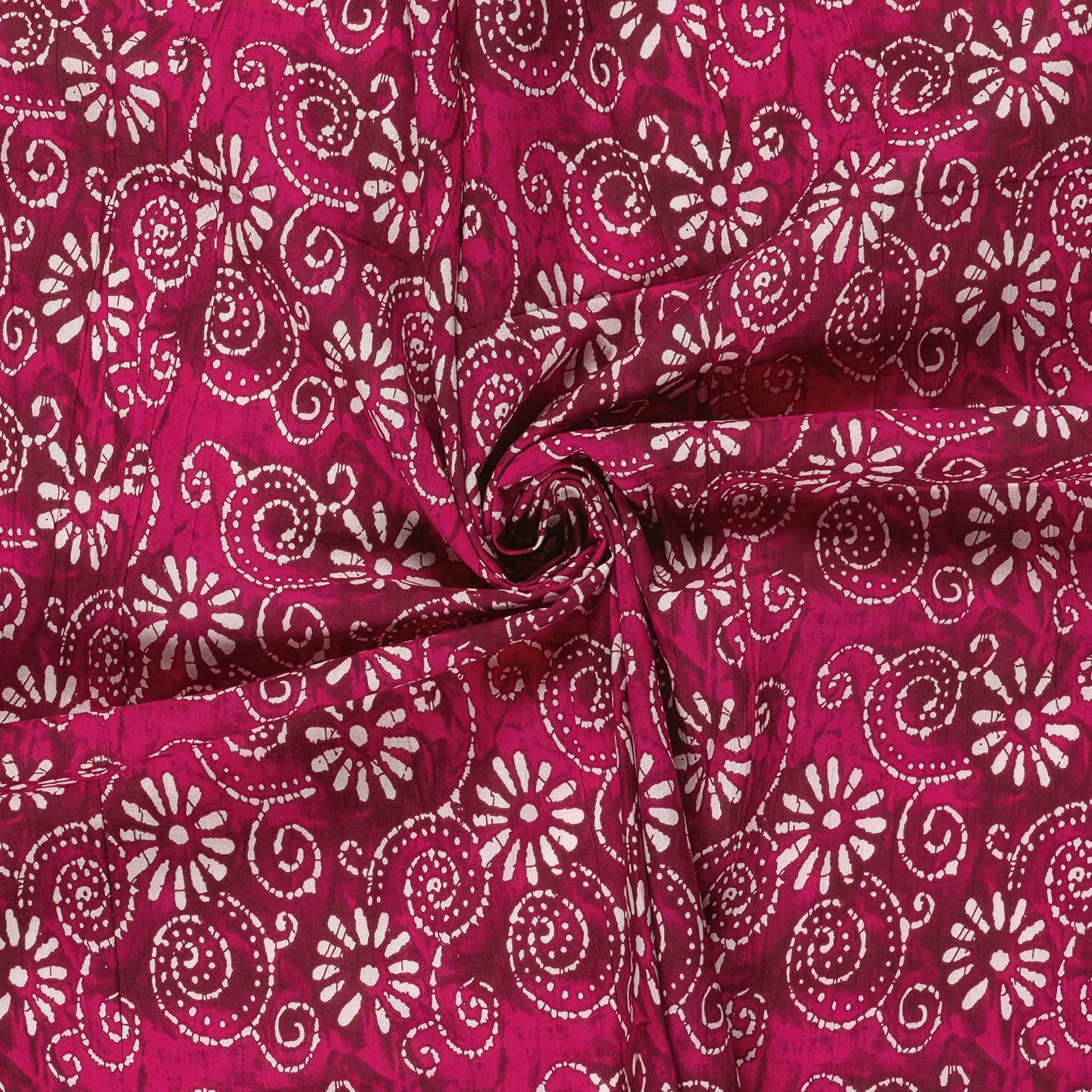maDDma Stoff Baumwoll-Voile Stoff Blumenmuster Batik Meterware 145cm breite, magenta