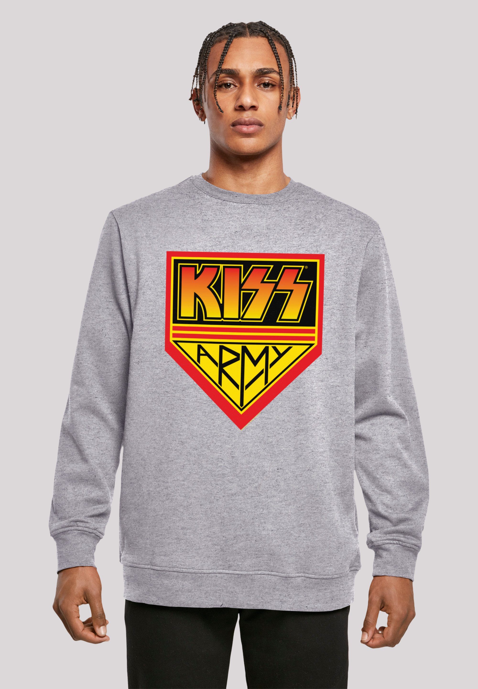 F4NT4STIC Sweatshirt Kiss Rock Band Army Logo Premium Qualität, Musik, By Rock Off heather grey