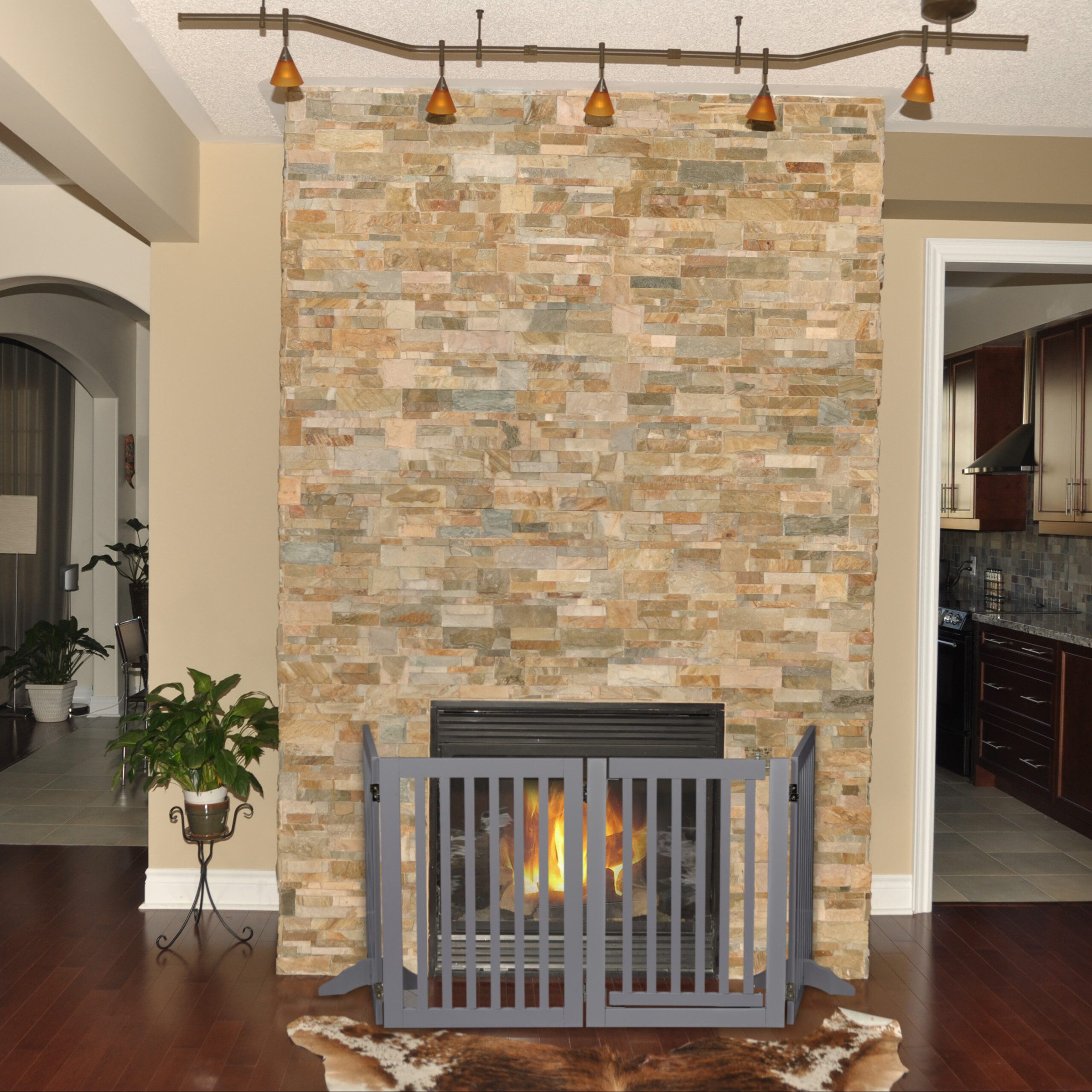 relaxdays Treppenschutzgitter Graues Absperrgitter mit Tür 4-teilig günstig online kaufen