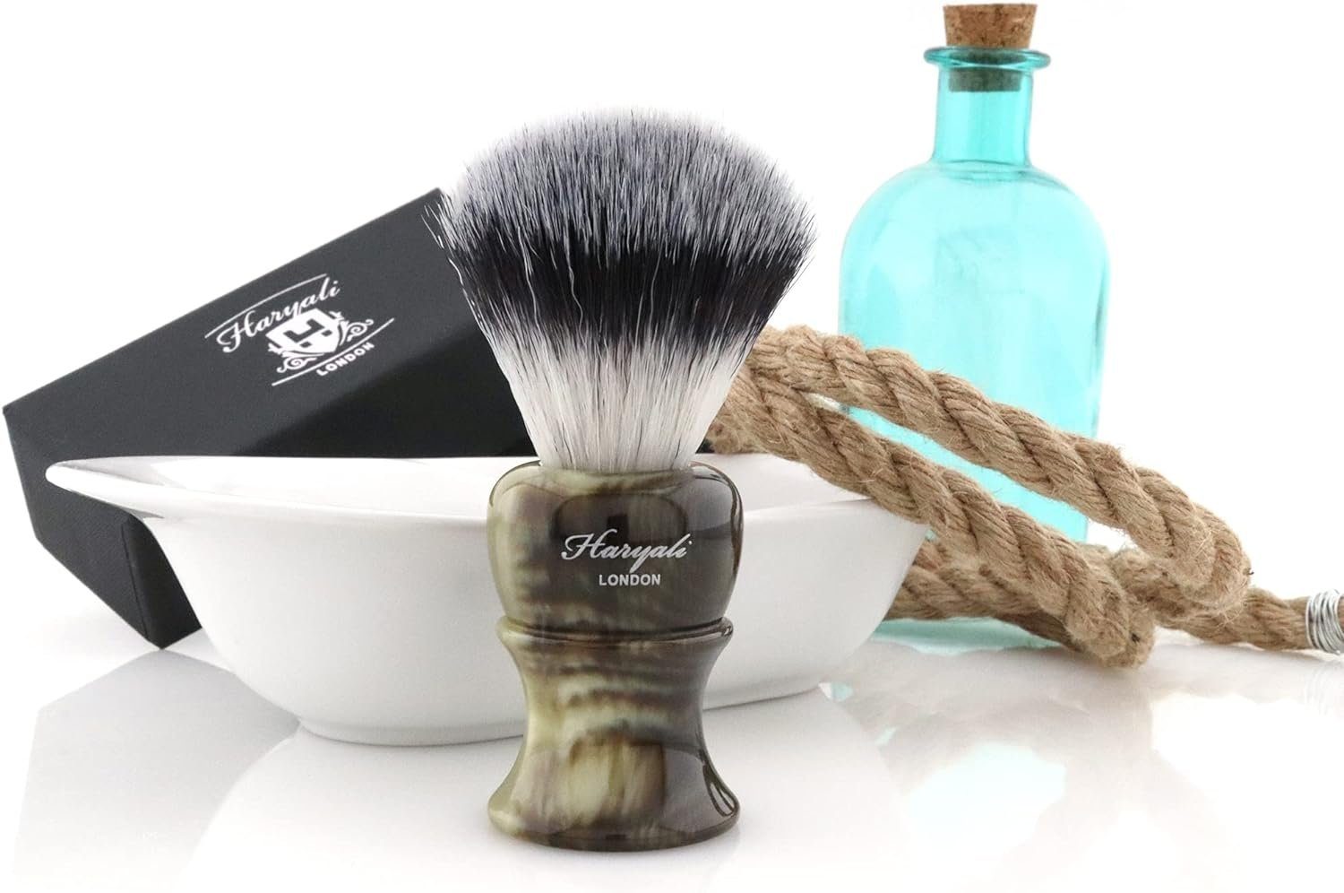 Haryali London Rasierpinsel Herren-Rasierpinsel aus Kunsthaar – einzigartiges Premium-Design, set, wet shaving brush, 1 tlg., solo, best foam soap shaver brush