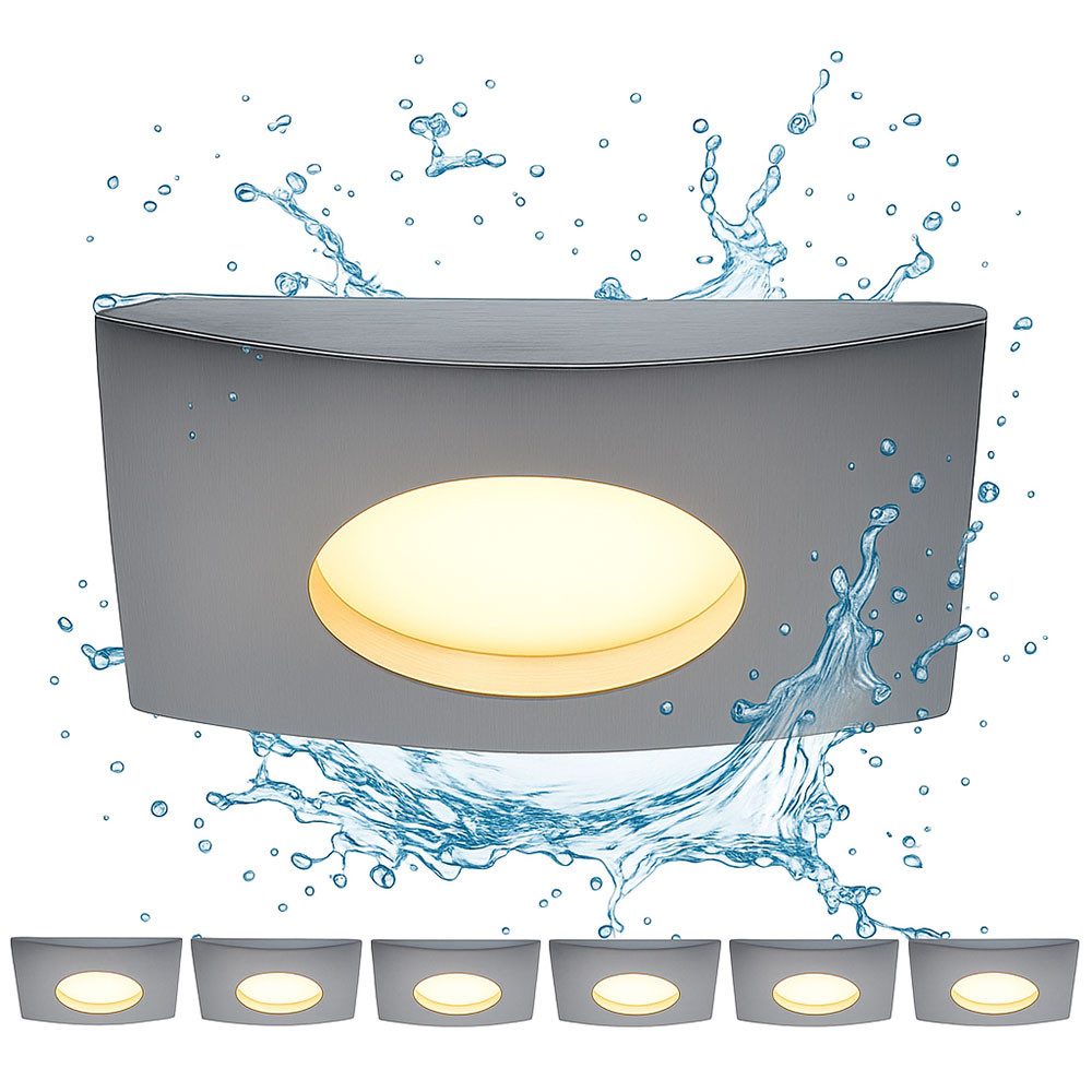 etc-shop LED Einbaustrahler, LED-Leuchtmittel fest verbaut, Warmweiß, Einbaustrahler Deckenlampe Einbauspot weiß dimmbar LED L 8 cm 6er Set