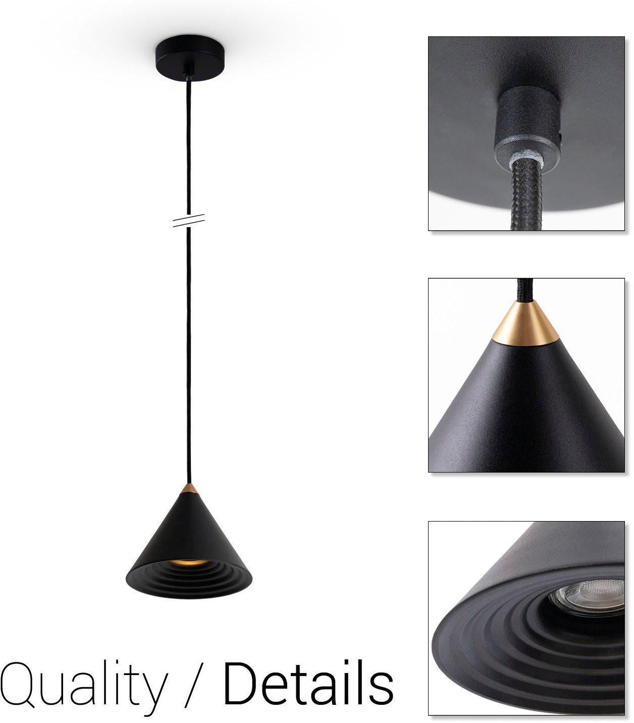 Metall Industrial Küchenlampe ROLLINA, Pendelleuchte ohne Leuchtmittel, Esszimmer Home Pendelleuchte Paco Design GU10