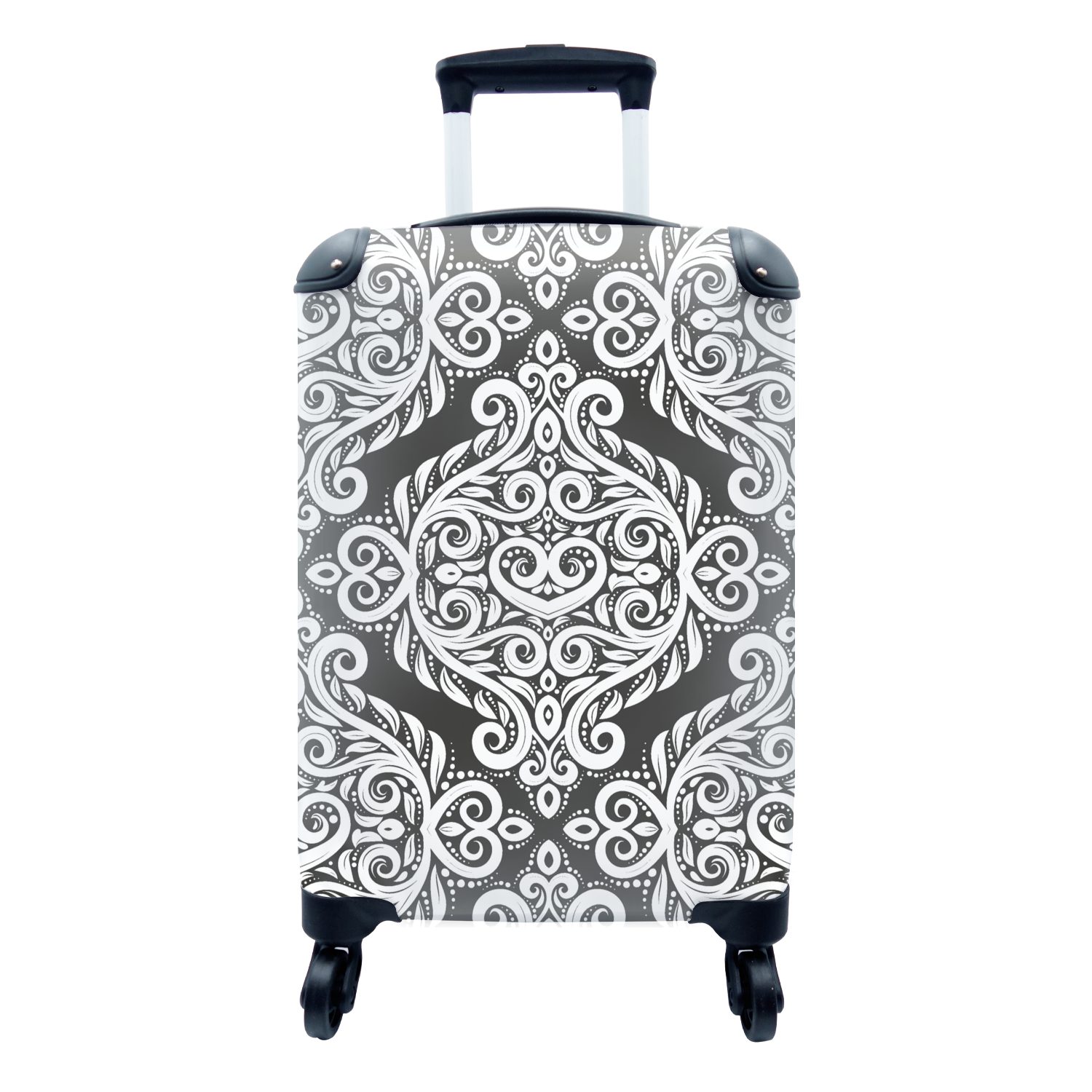 Trolley, Weiß, - - für mit Reisekoffer Reisetasche rollen, Rollen, Muster Handgepäckkoffer Handgepäck Abstrakt MuchoWow 4 Ferien,