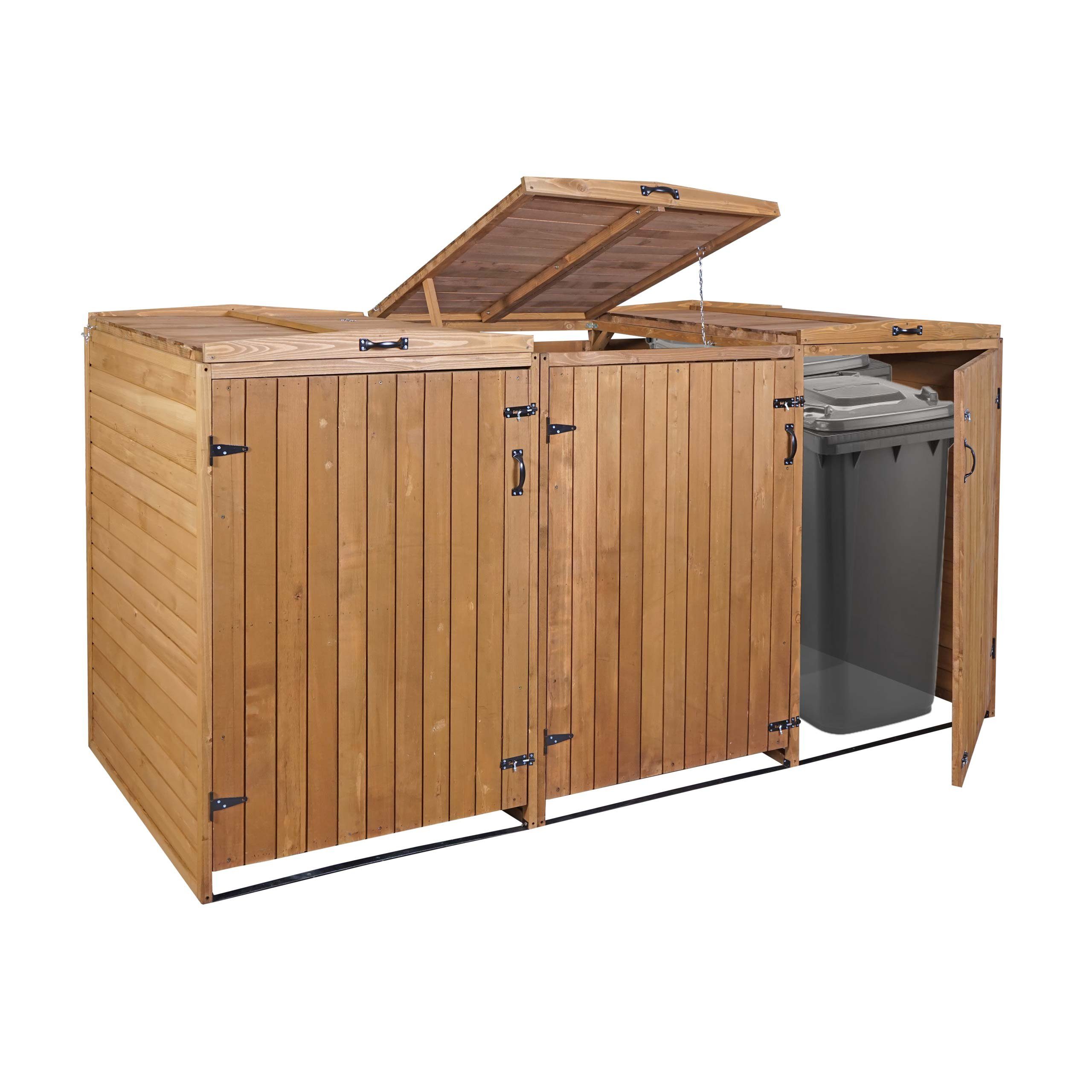 MCW Mülltonnenbox MCW-H74-6, 3 Deckel inkl. Wind-Sicherung durch Ketten,stabiles Gestell