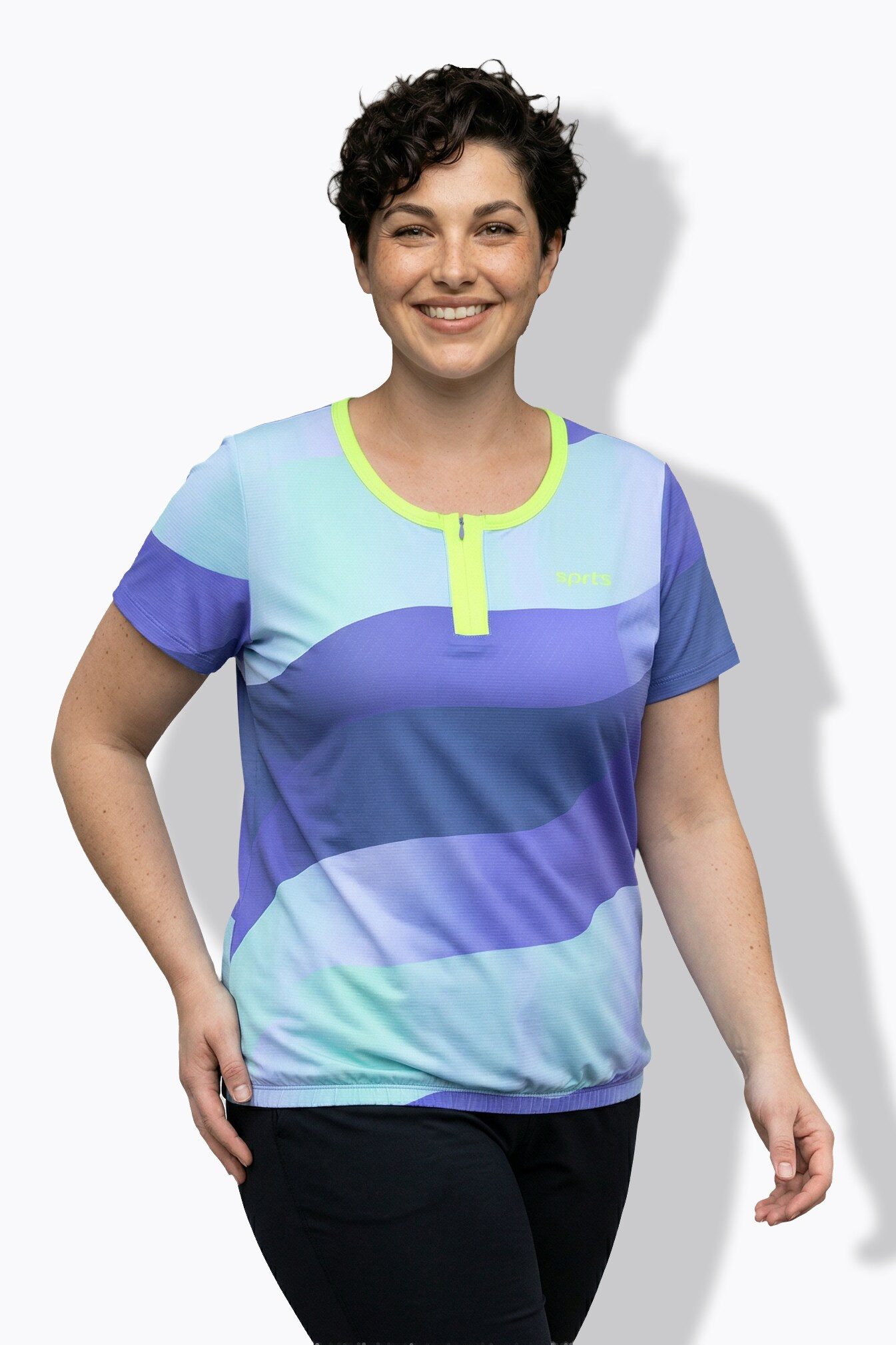 Ulla Popken T-Shirt Funktions-Bikeshirt Rundhals Halbarm Taschen