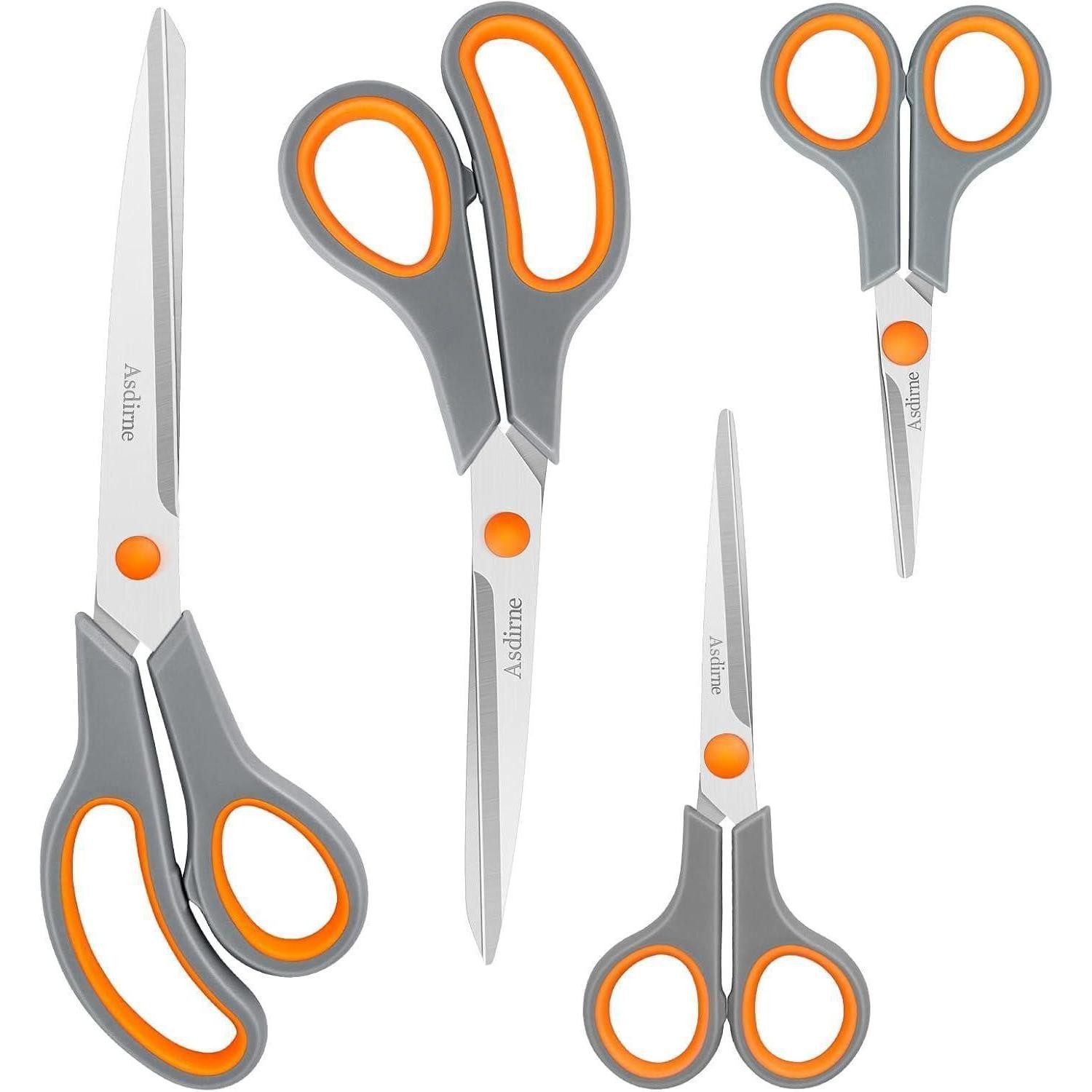 Asdirne Scheren-Set Edelstahlschere 4er Set weicher Griff Orange - Schneiden Pap im Vergleich