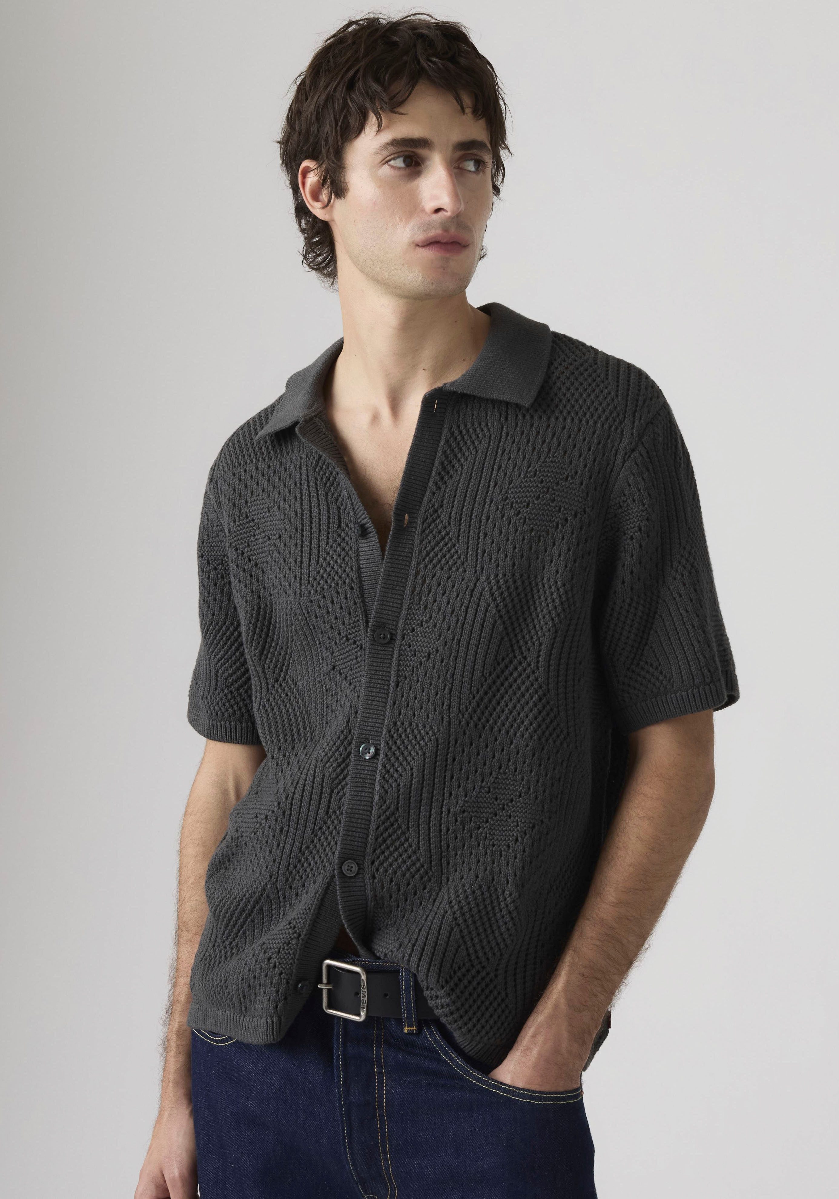 Levi's® Strickpullover SWEATER CAMP SHIRT mit Strickmuster