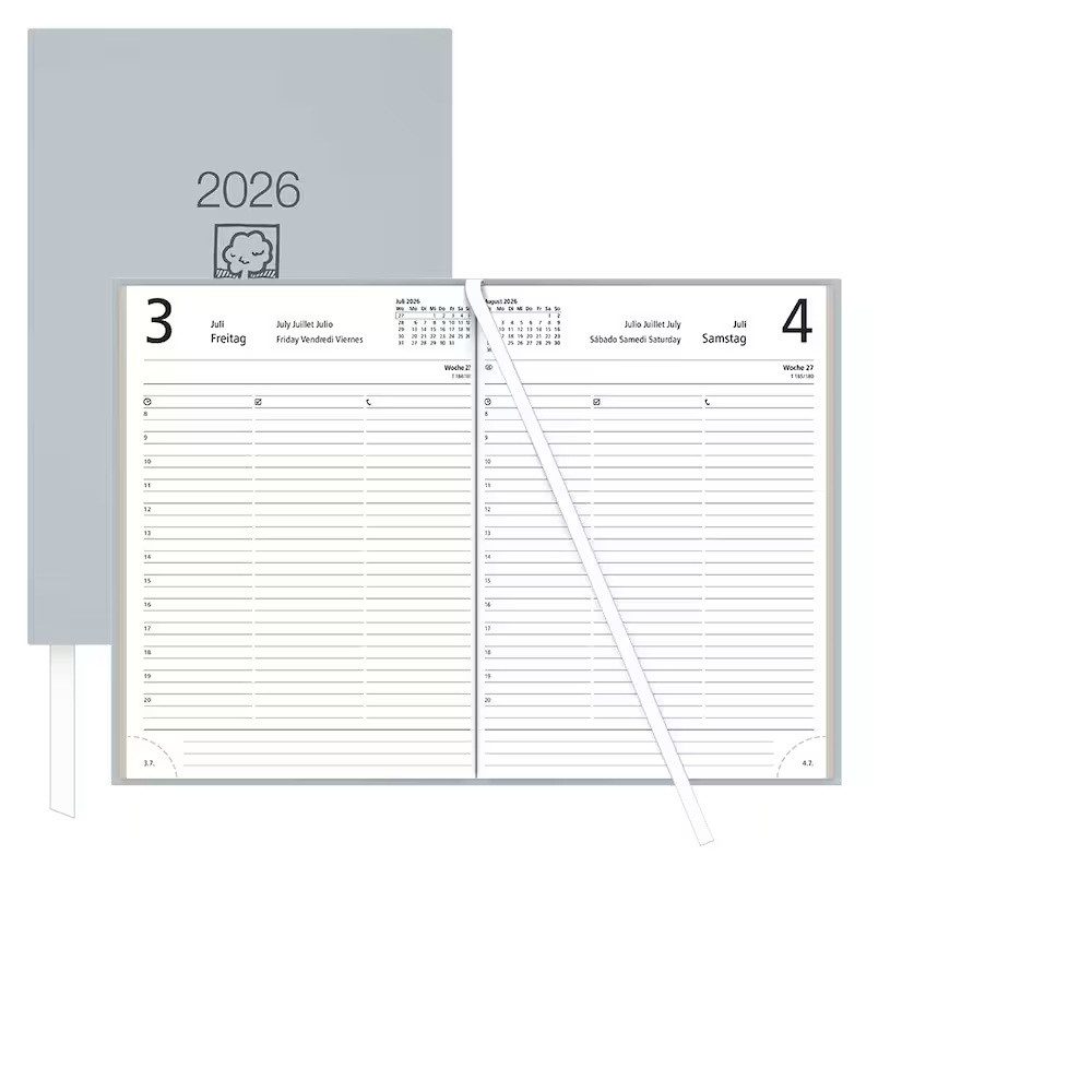 ZETTLER Buchkalender Tagesplaner 2026 Mod. 876 grau 145x210mm