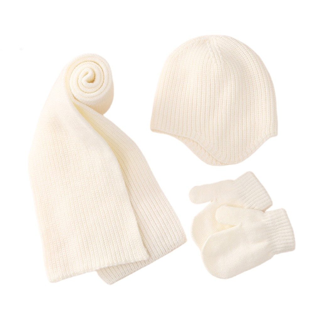 Coonoor Filzhut Kinder Wintermütze Schal Handschuhe Set Warme Winter Bekleidung für Mädchen Jungen 2-6 Jahre