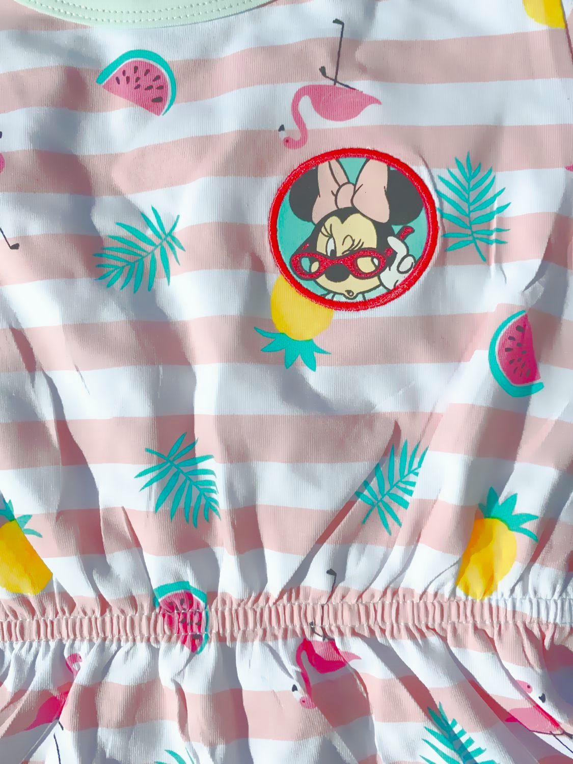 Disney Minnie Mouse Sommerkleid 2x MINNIE MOUSE Kleid Mädchenkleid Sommerkleid Mini Maus Türkis und gestreift Mädchen 2 3 4 5 6 7 8 9 10 Jahre Gr. 98 104 110 116 128