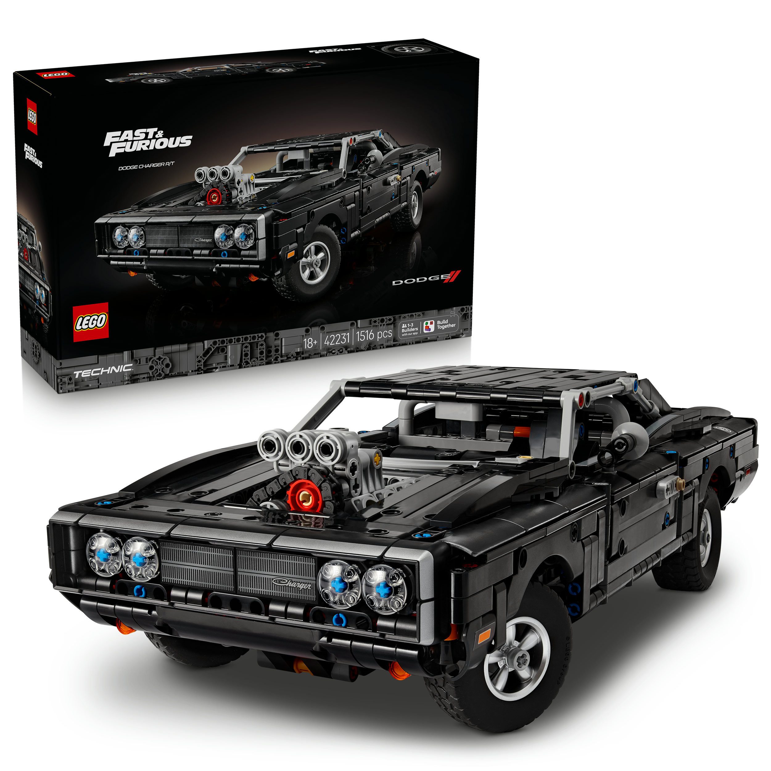 LEGO® Fast and Furious Dodge Charger R/T Auto (42231), LEGO Technic Konstruktionsspielsteine, (1516 St), Made in Europe