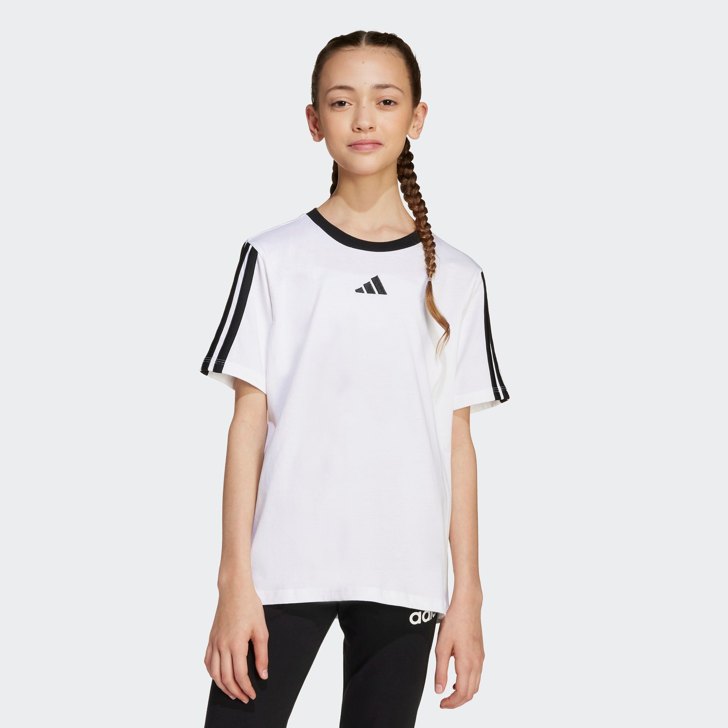 adidas Sportswear T-Shirt JG 3S BF TEE für Kinder, mit Rundhalsausschnitt, ohne Verschluss, aus Baumwolle