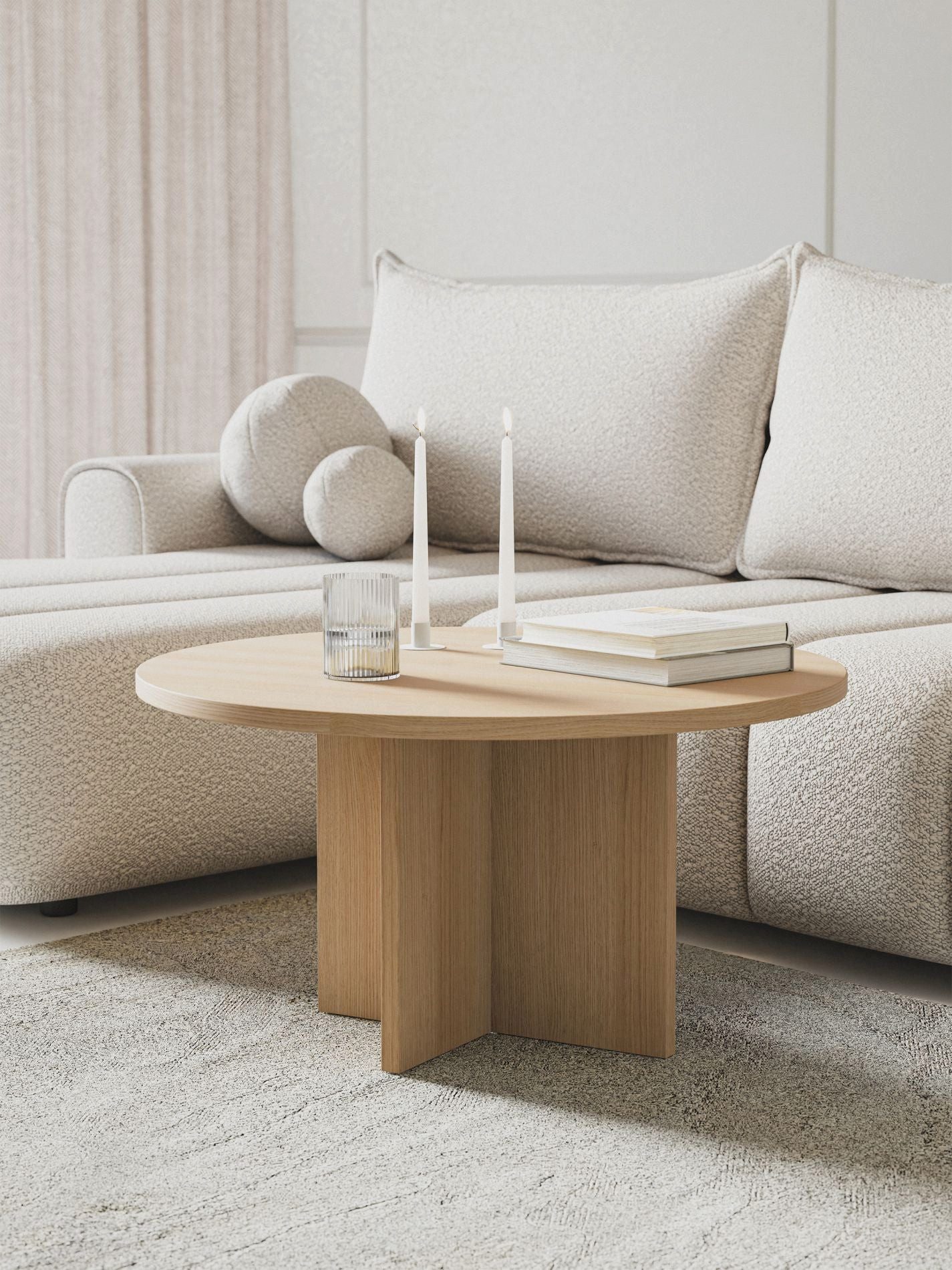 Selsey Couchtisch OVO, Couchtisch rund mit Holznachbildung, 76 cm