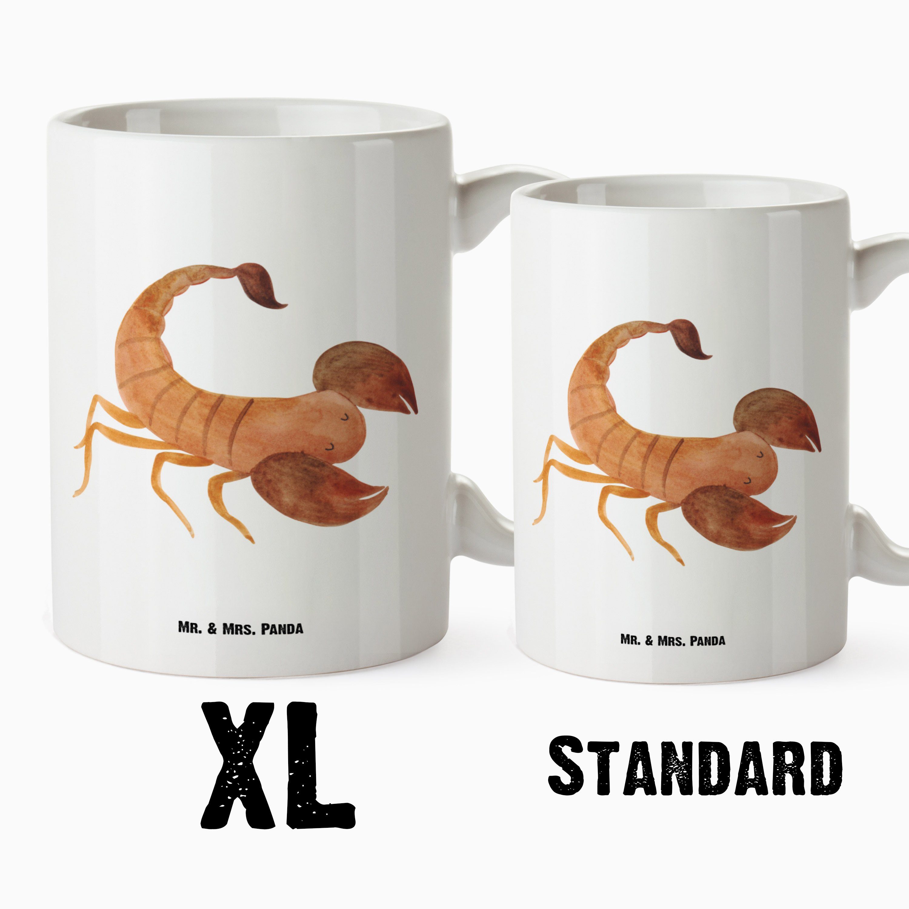 Teetasse, Keramik Sternzeichen Panda Mr. Weiß - Geschenk, - Tasse XL Mrs. & Tierkreiszeiche, Skorpion Tasse XL