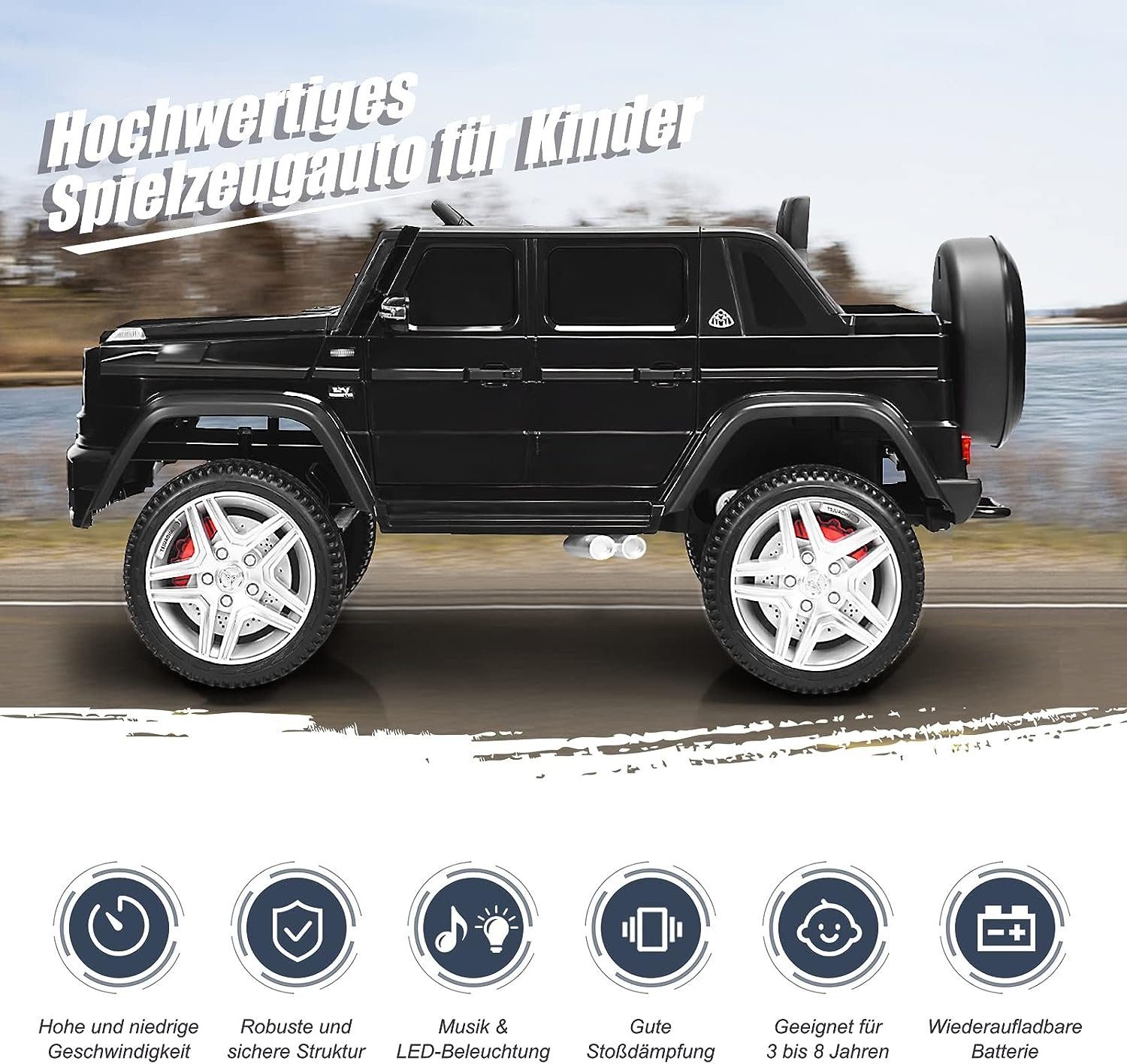 KOMFOTTEU Elektro-Kinderauto Mercedes-Benz, 2,5-5,5km/h, USB, MP3, LED-Licht, für Kinder 3-8 Jahre