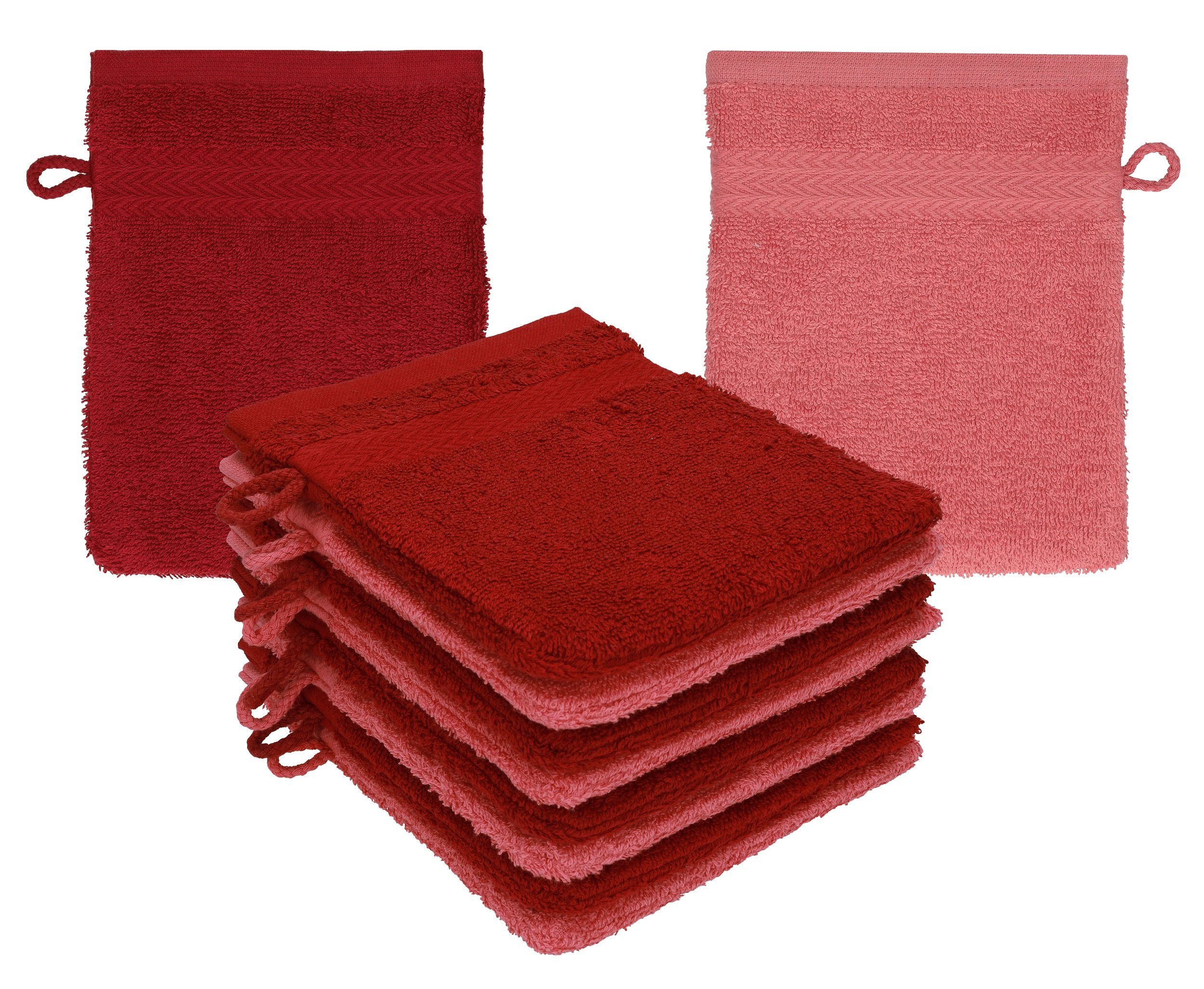 Betz Waschhandschuh 10 Stück Waschhandschuhe Premium 100% Baumwolle rubinrot/ himbeere