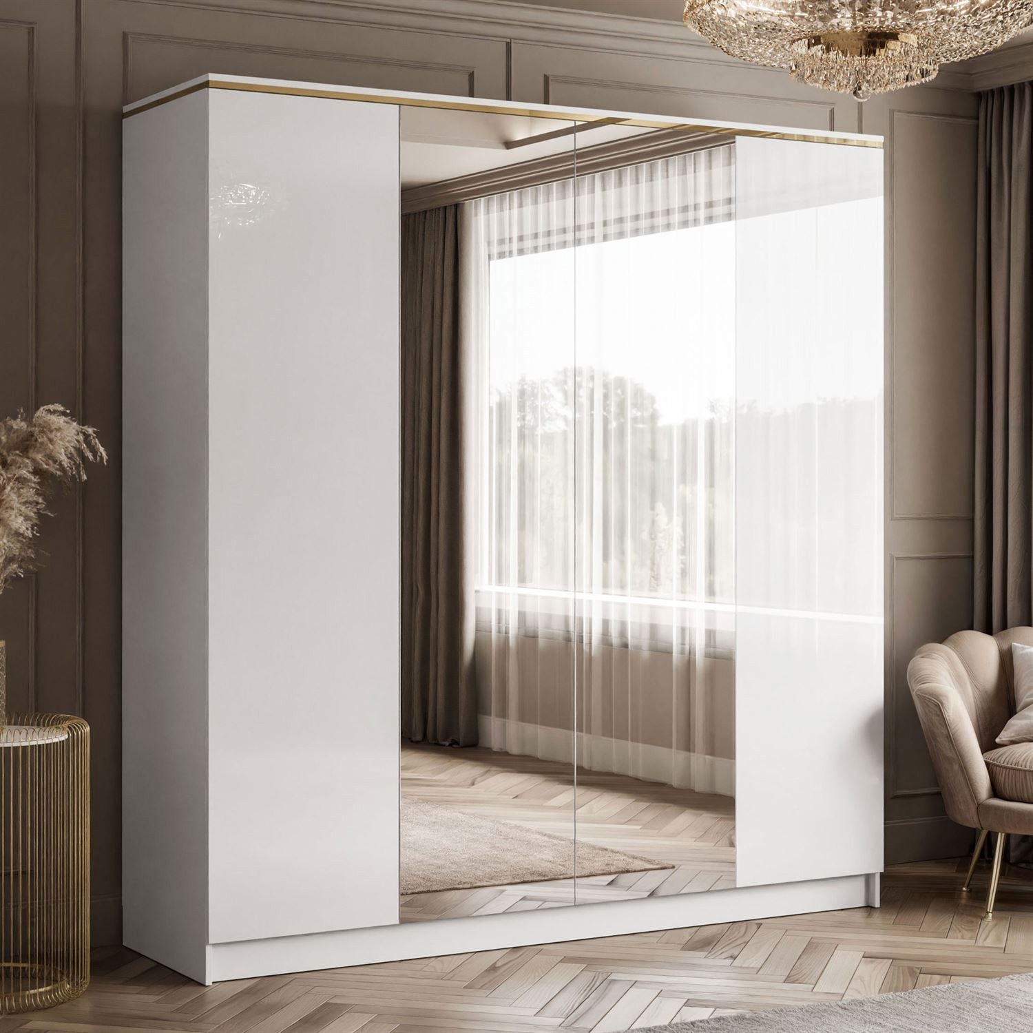 Lookway Kleiderschrank AURORA 4D in Hochglanz günstig online kaufen