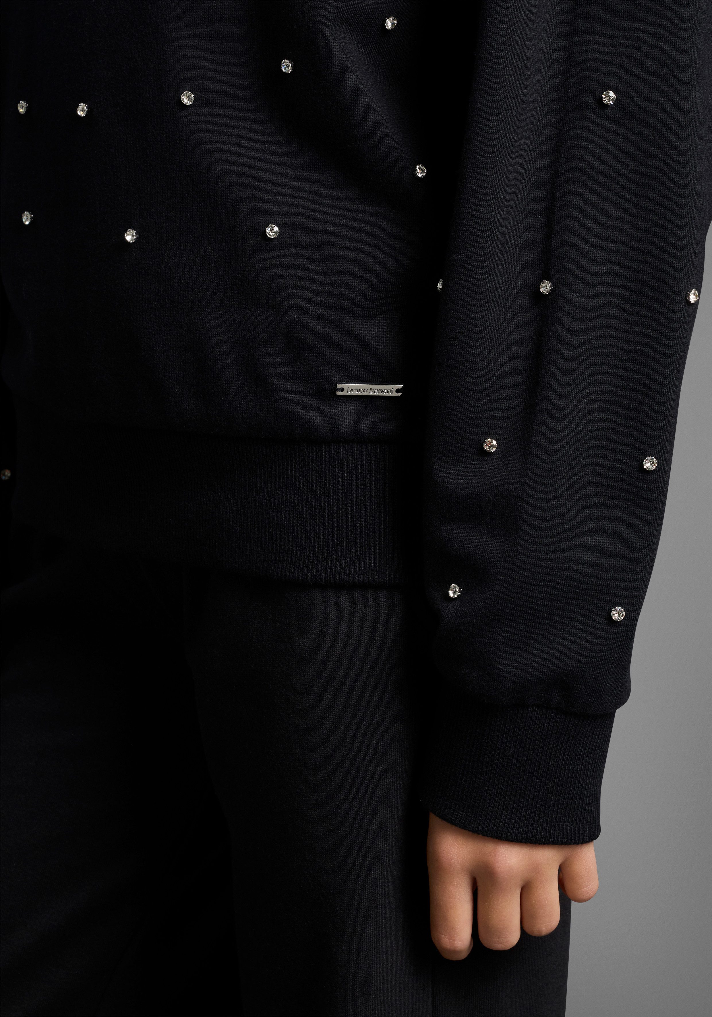 Bruno Banani Sweatshirt Kurzgeschnittenes Sweatshirt mit Strass-Steinen Für TEENS. Trendiges Shirt mit Strass-Steinen