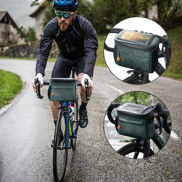 CALIYO Handy-Lenkertasche Lenkertasche Fahrrad mit lenkeradapter, 4.2L fahrradkorb vorne Tasche, mit transparenter Touchscreen und abnehmbarem Schultergurt