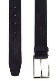 BOSS Ledergürtel Calindo mit aus dunkelblau aus Metall Veloursleder Logo-Schließe
