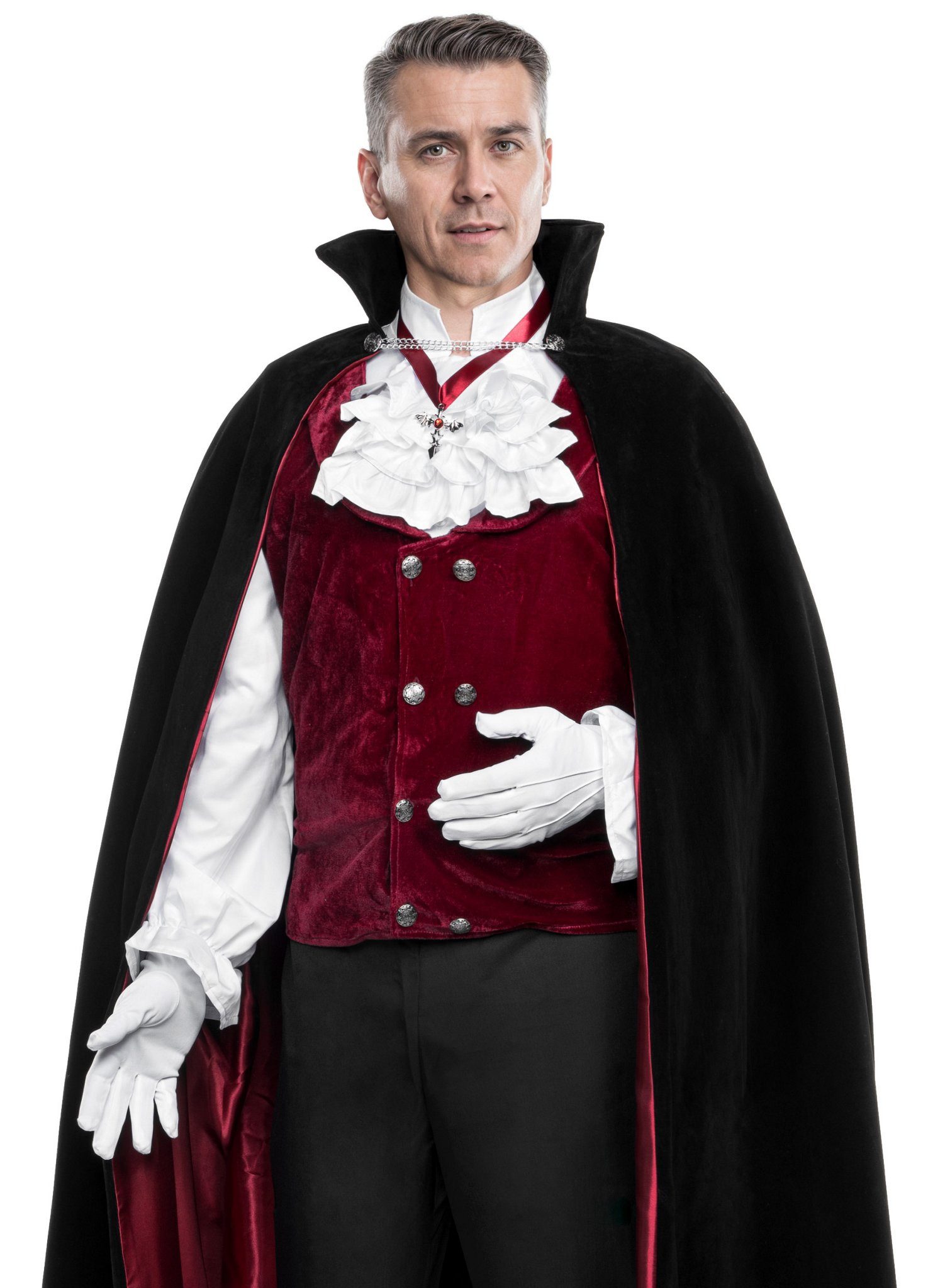 Maskworld Vampir-Kostüm Vampir Kostüm - Karneval Faschingskostüm Herren, Hochwertiges & elegantes Gewand für noble Vampire