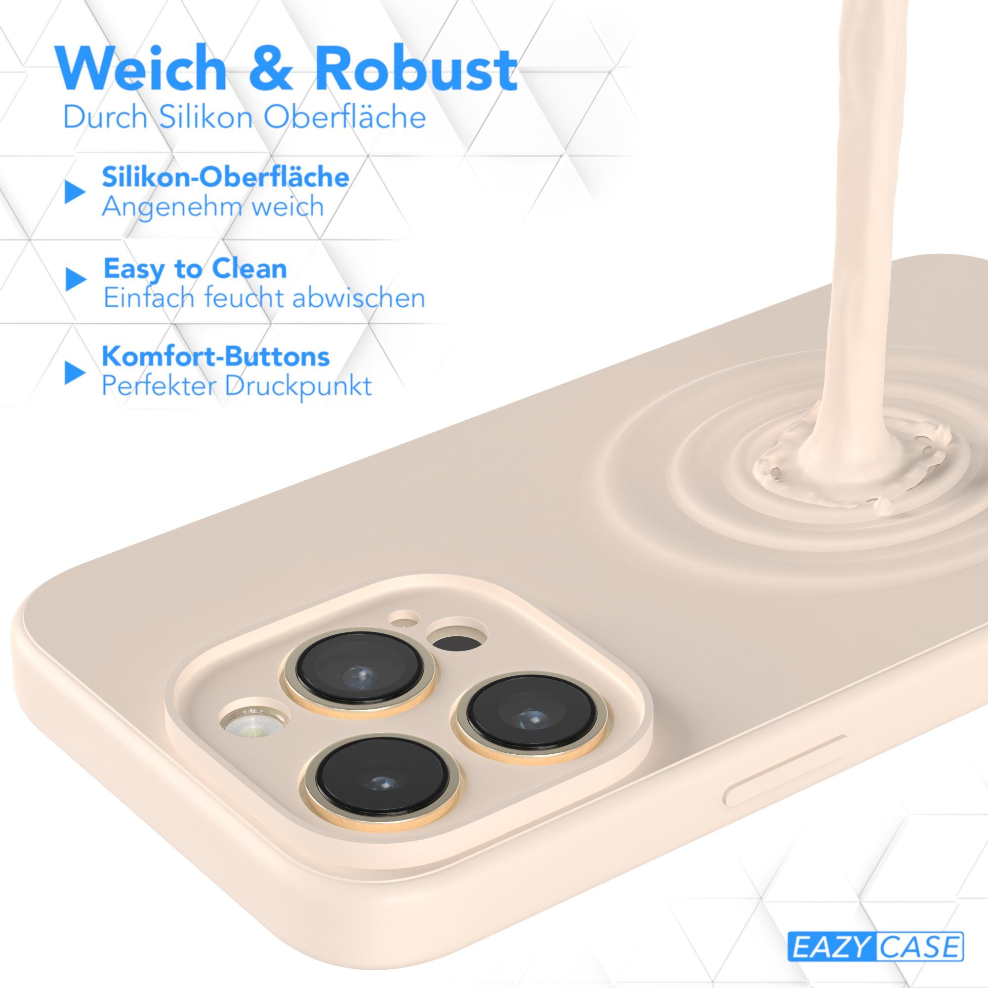EAZY CASE Handyhülle für Apple iPhone 14 Pro Hülle Silikon 6,1 Zoll, Bumper Case Matt Slimcover Silikonschutzhülle elastisch Taupe / Beige – Bild 5 von 5