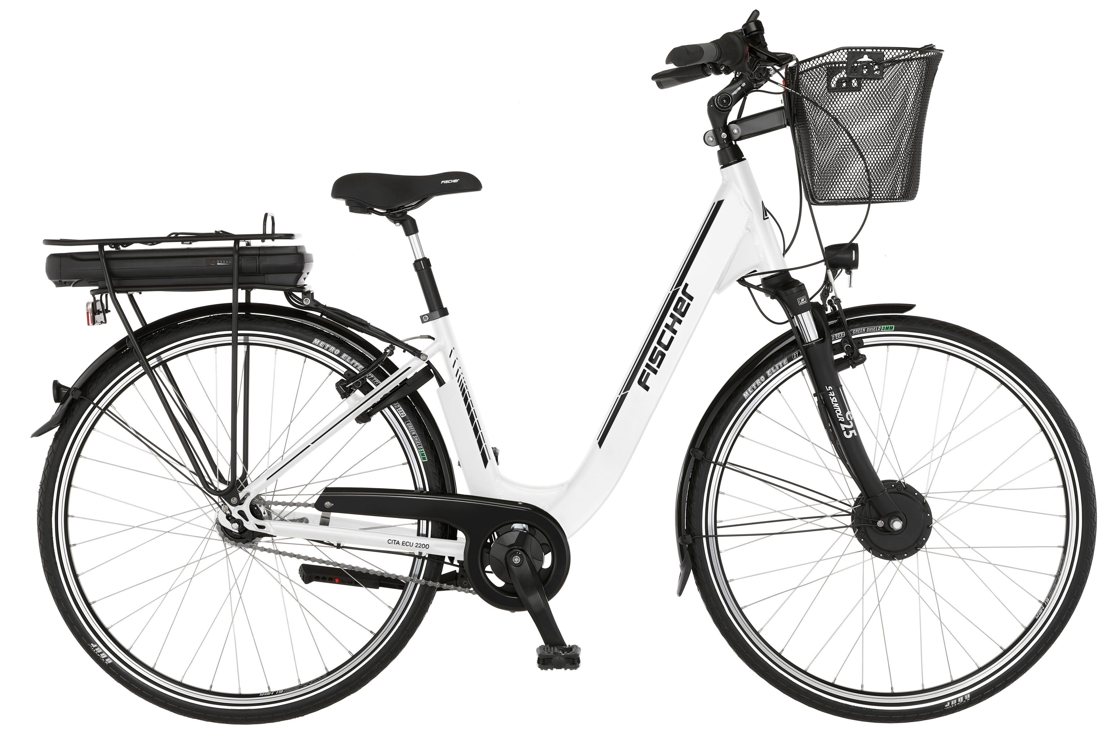 Akku, 2200 Fahrradschloss) 418 Gang (mit Fahrrad 418, 7 FISCHER Frontmotor, Wh CITA Nabenschaltung, ECU E-Bike Nexus Schaltwerk, Shimano