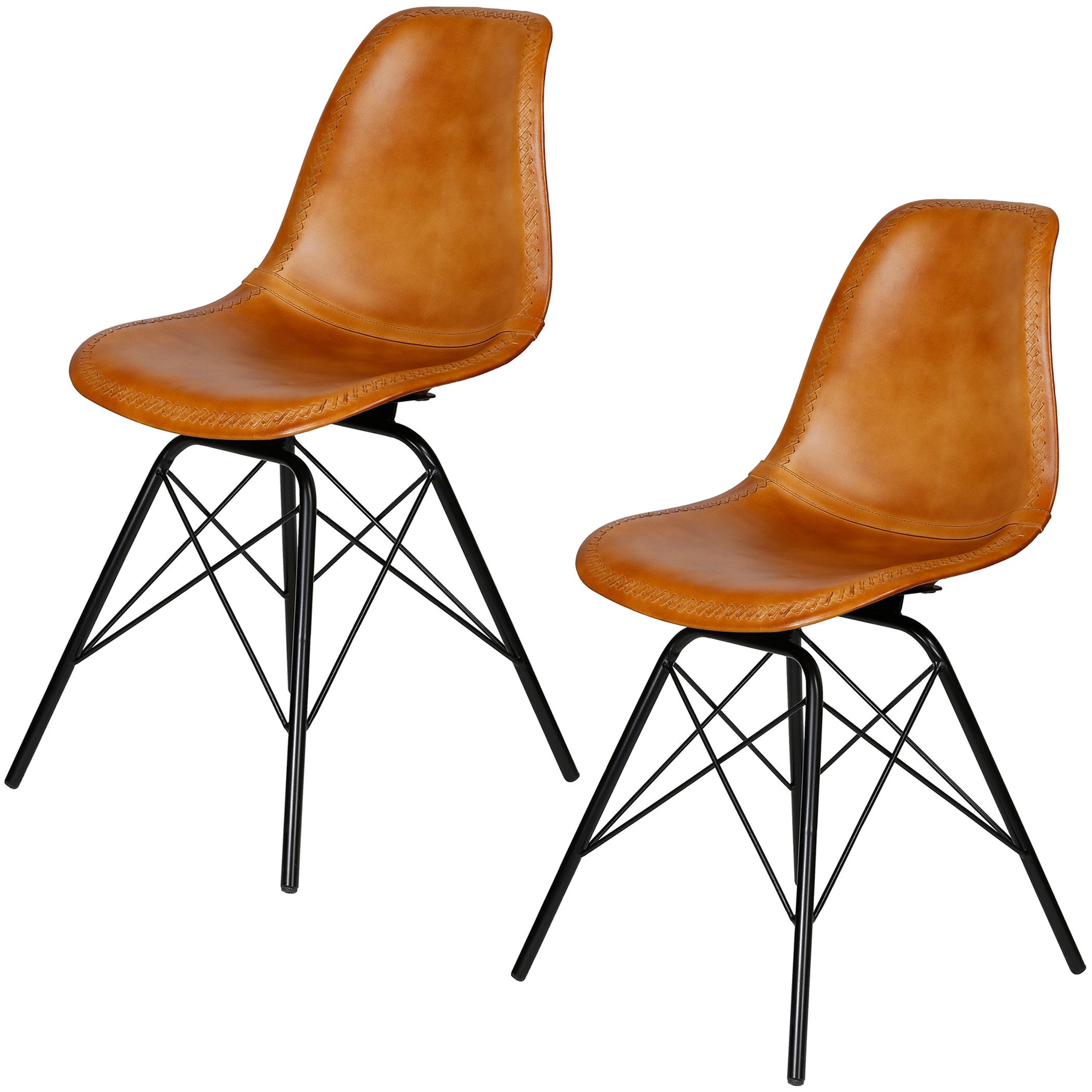 Casa Moro Esszimmerstuhl Lederstuhl Cognac Braun günstig online kaufen