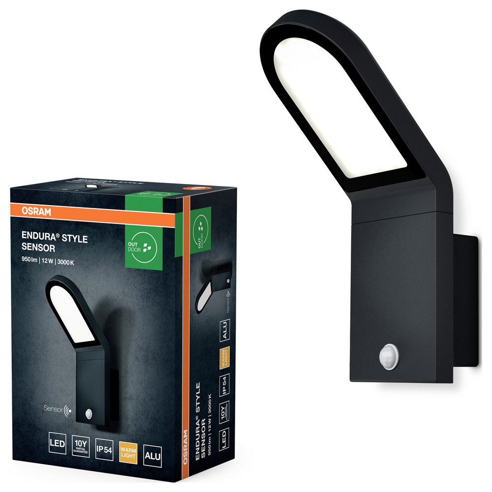 Osram Außen-Wandleuchte OSRAM HOMELIGHTING ENDURA Style Wall Sensor IP54 12W Dark Gray 4099854