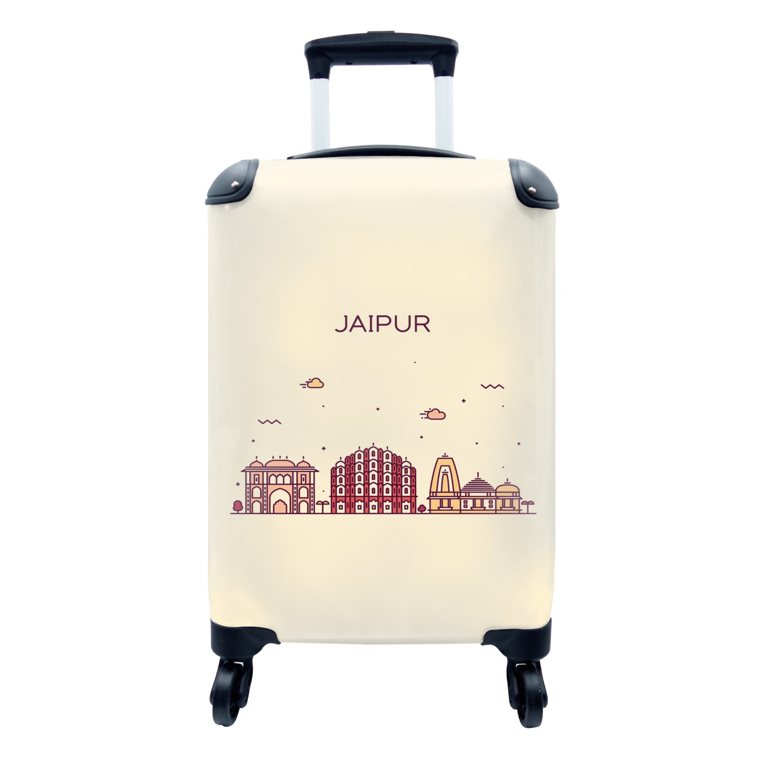 MuchoWow Handgepäckkoffer Indien - Jaipur - Skyline, 4 Rollen, Reisetasche mit rollen, Handgepäck für Ferien, Trolley, Reisekoffer