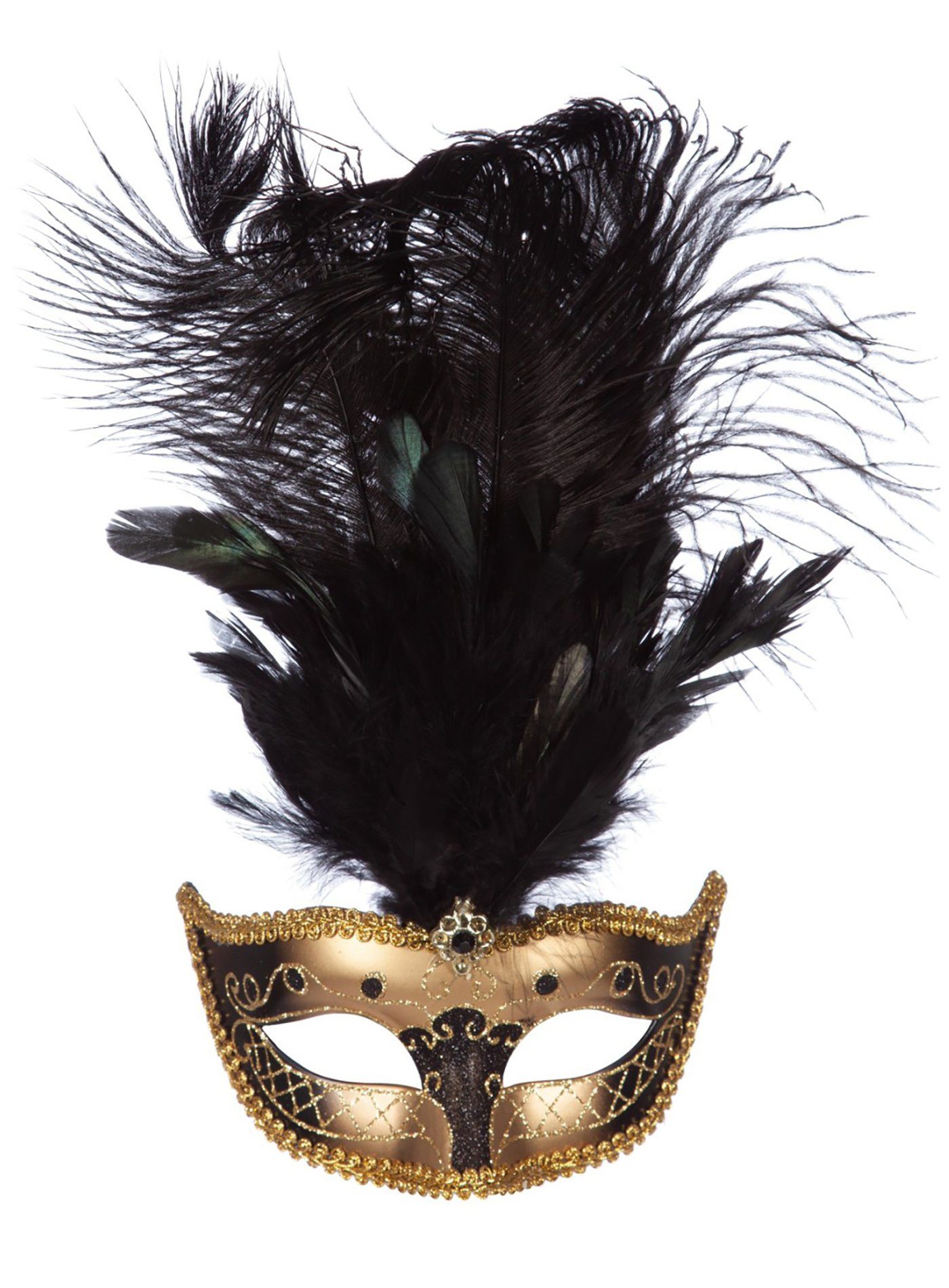 Metamorph Verkleidungsmaske Venezianische Federmaske gold, Ideal für venezi günstig online kaufen