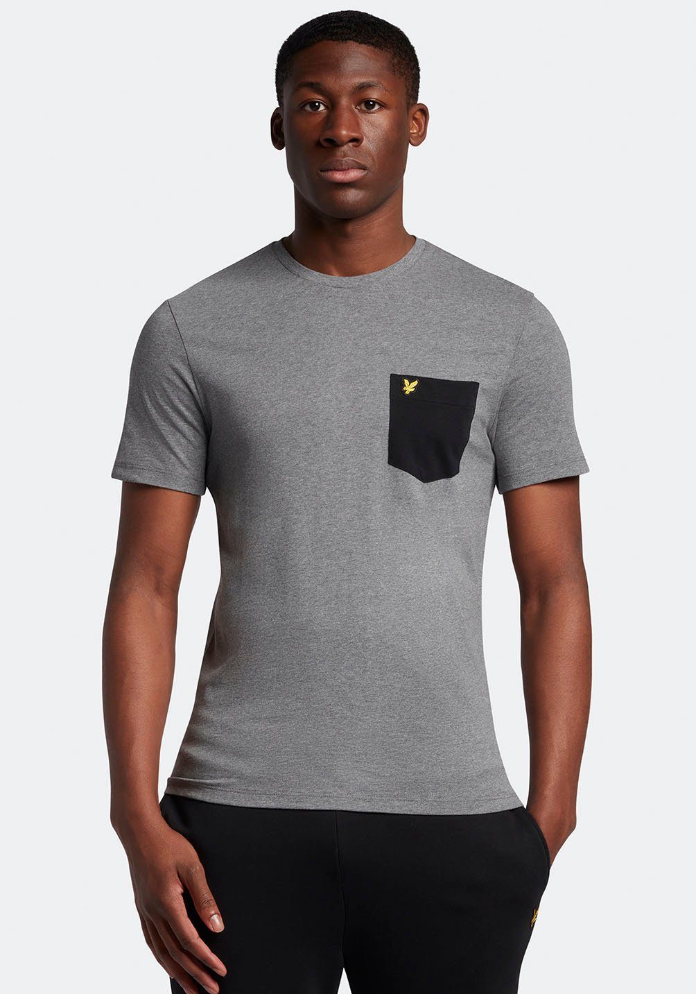 Lyle & Scott T-Shirt LS T-Shirt NOS mit Logostickerei auf der Brust mid grey/jet black