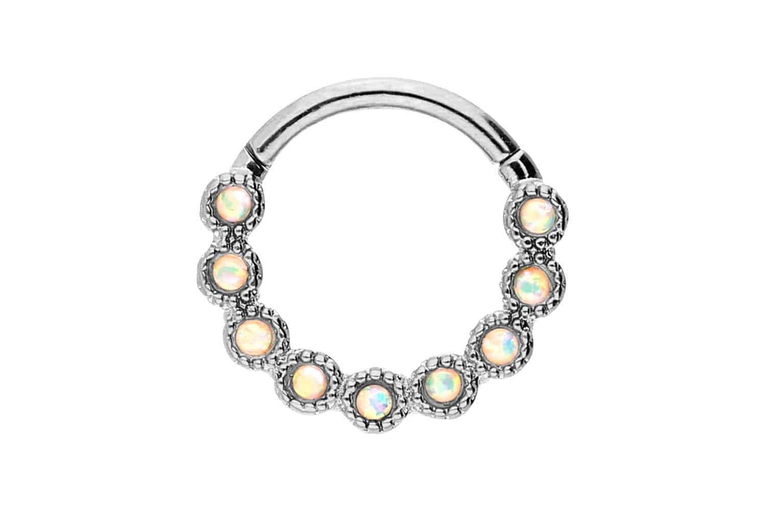 Nasenpiercing Chirurgenstahl Segmentring Clicker 9 SYNTHETISCHE OPALE