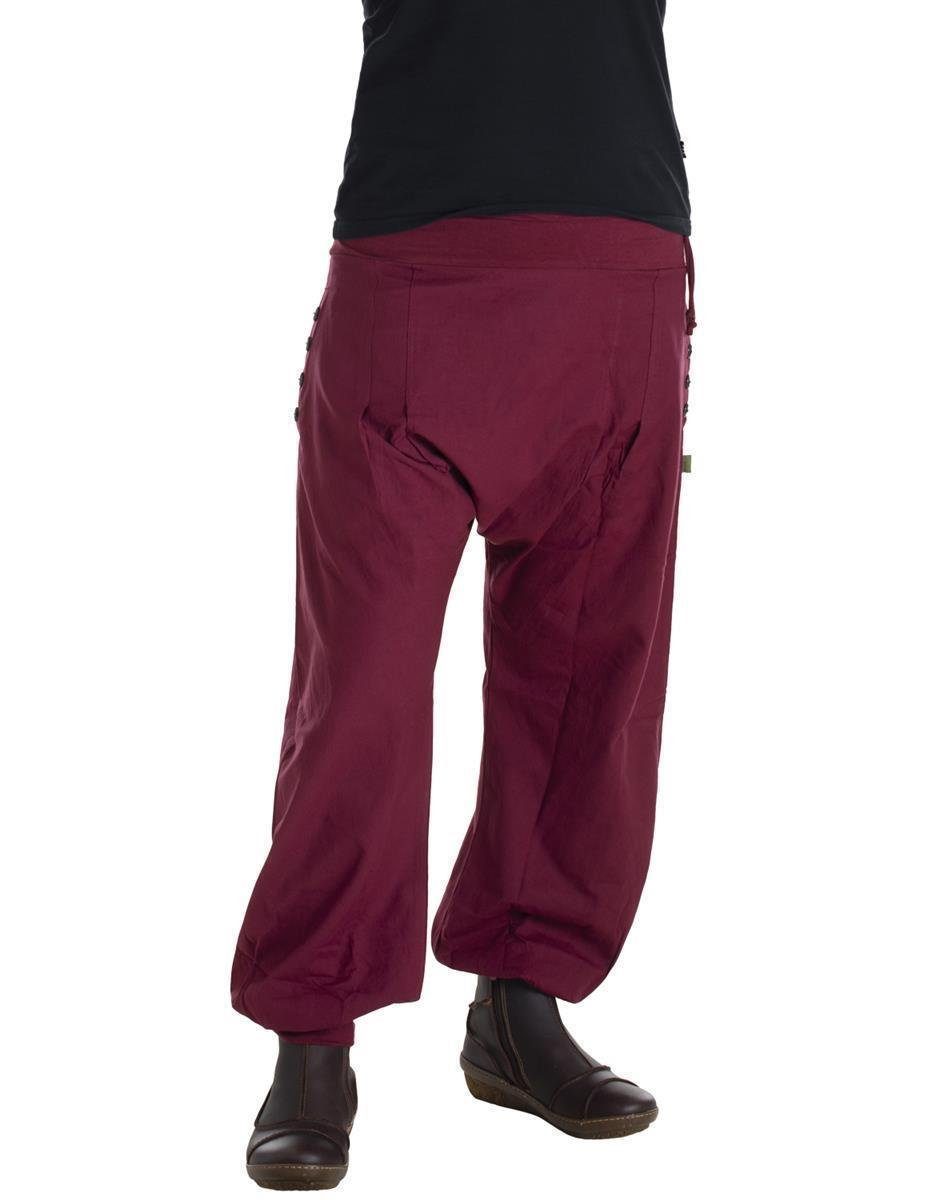 Vishes Pumphose Mit Taschen und dekorativen geschnitzten Knöpfen Pumphose, Haremhose, Chino, Goa Style