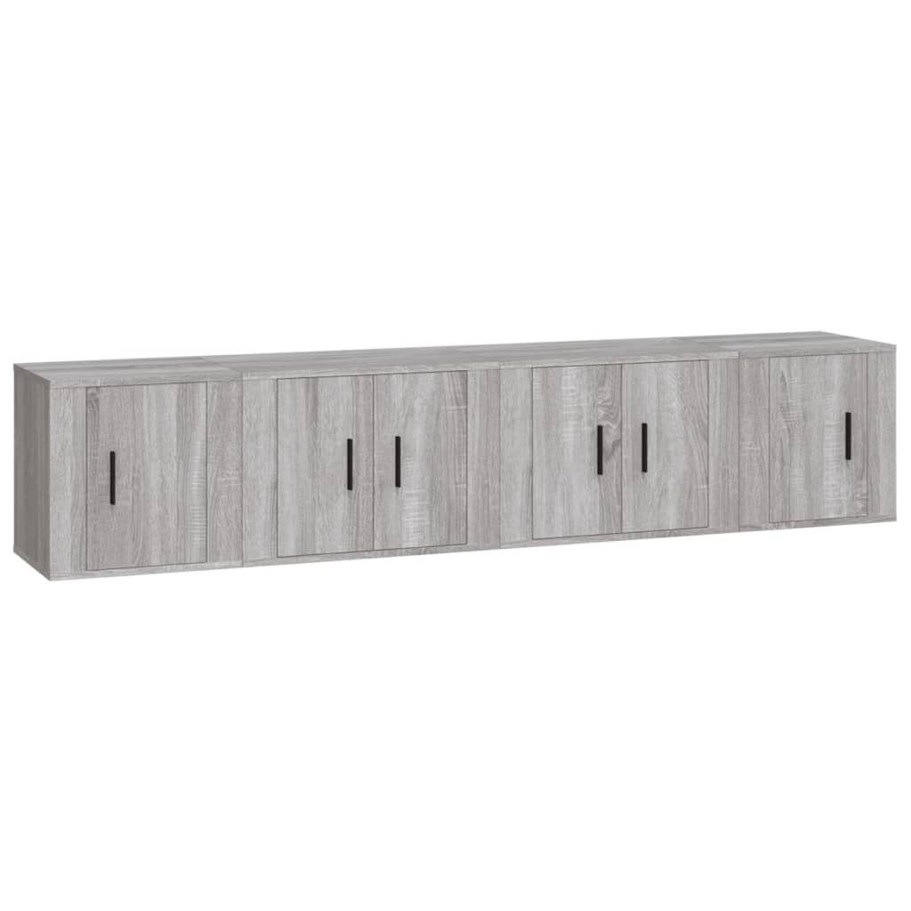 Sonoma Holzwerkstoff TV-Schrank Grau TV-Schrank-Set 4-tlg. furnicato