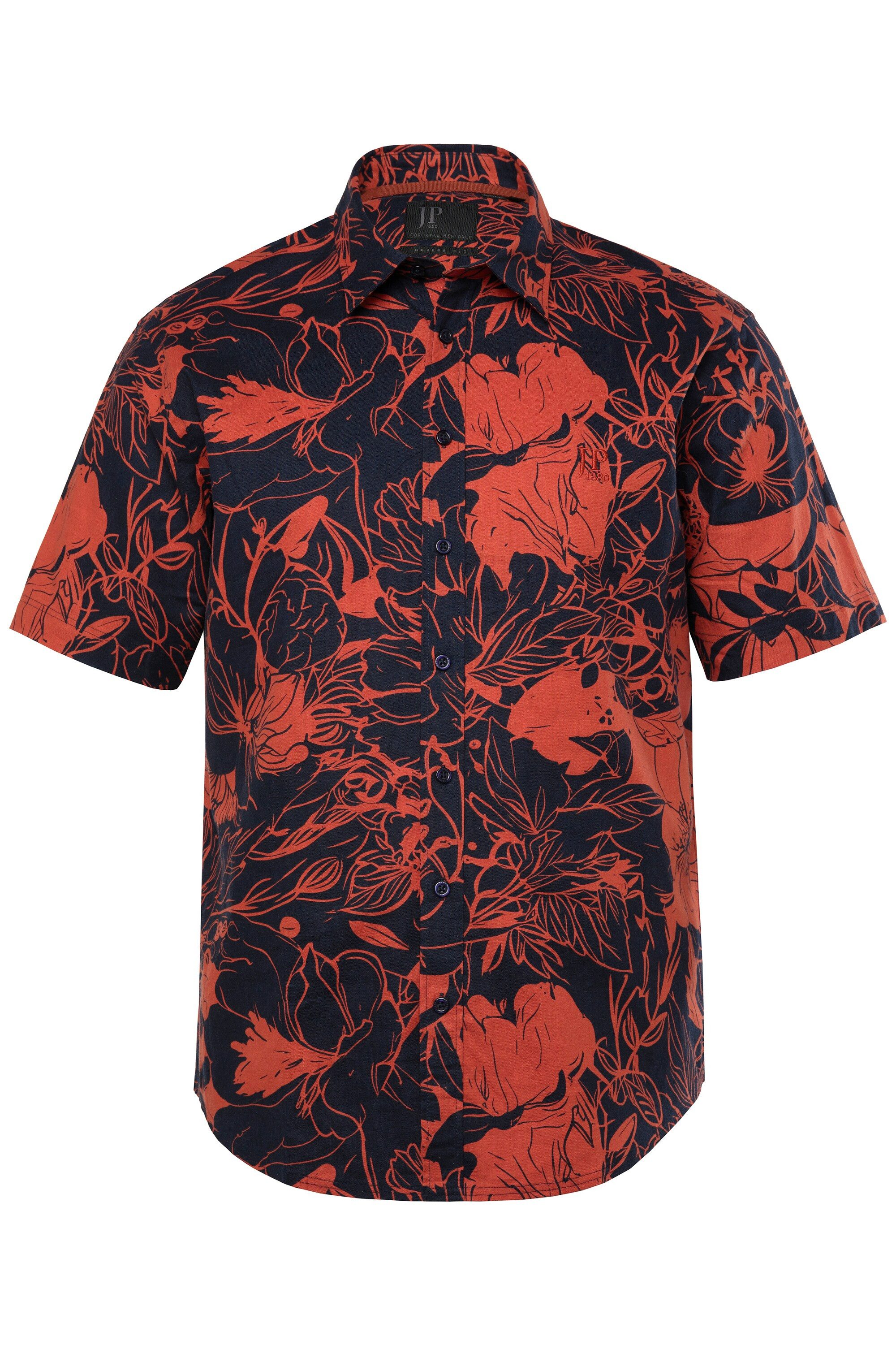 JP1880 Kurzarmhemd Hemd Halbarm Leinenmix Kentkragen Alloverprint günstig online kaufen