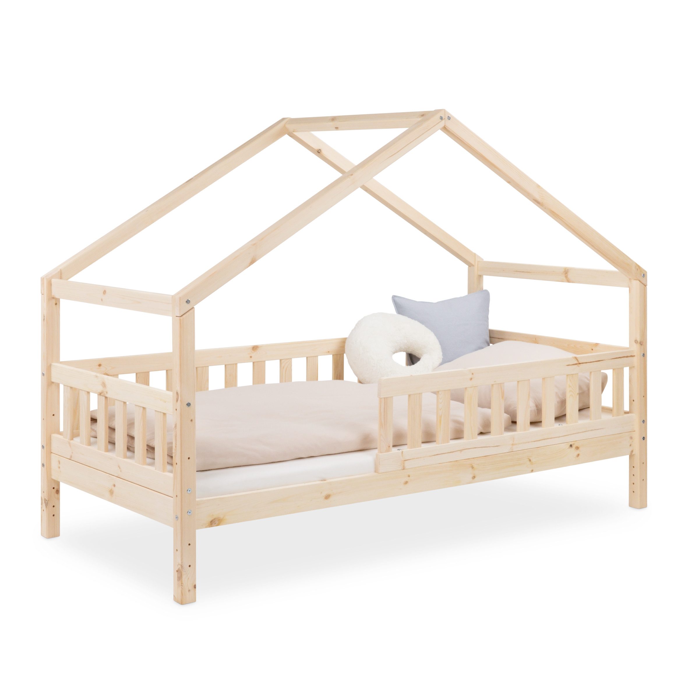 Ehrenkind Hausbett Panorama Hausbett Lille aus massivem Kiefernholz (ohne Zubehör, FSC®-zertifiziert), höhenverstellbar