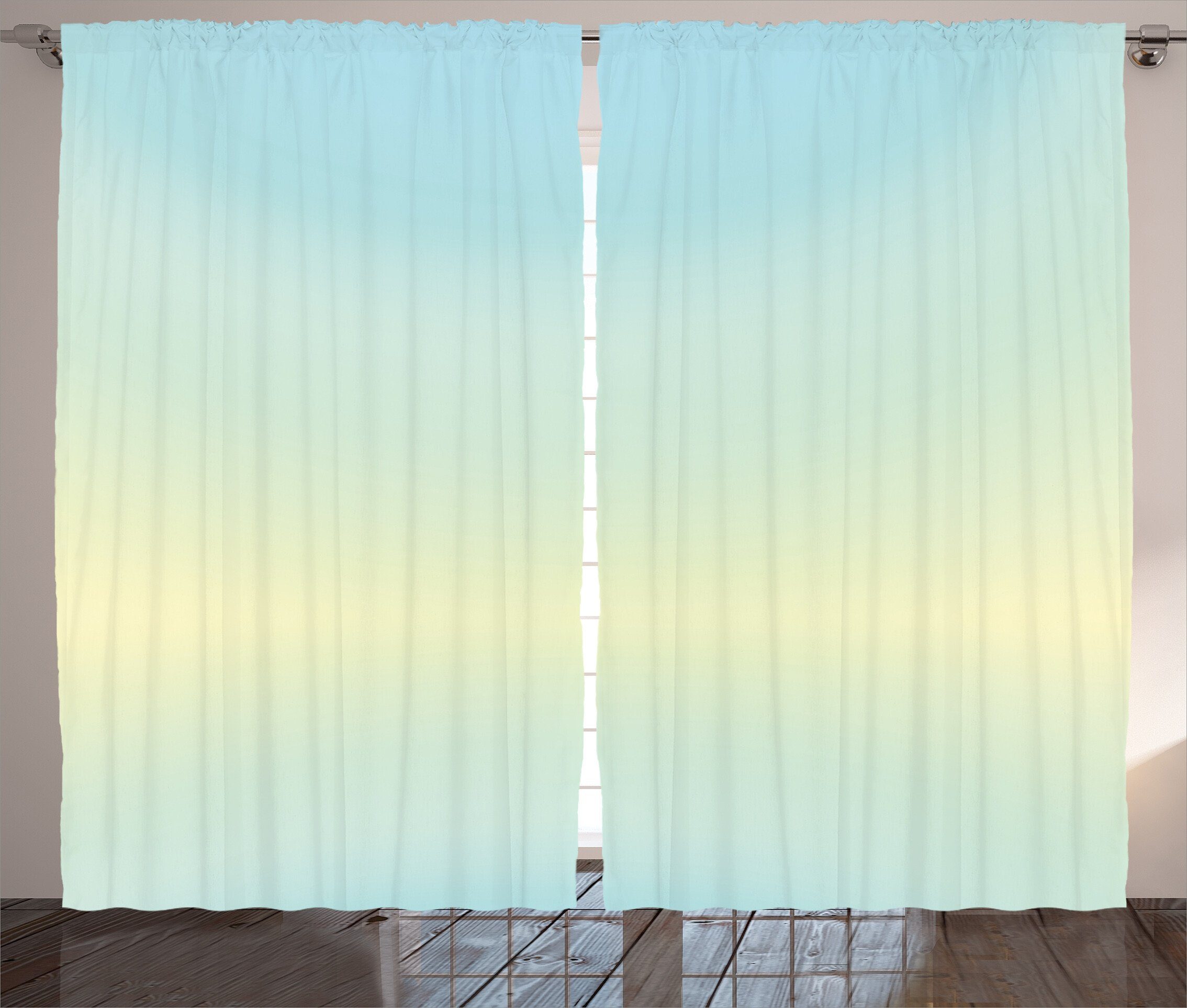 Gardine Schlafzimmer Kräuselband Vorhang mit Schlaufen und Haken, Abakuhaus, Baby blau Abstrakte moderne Ombre