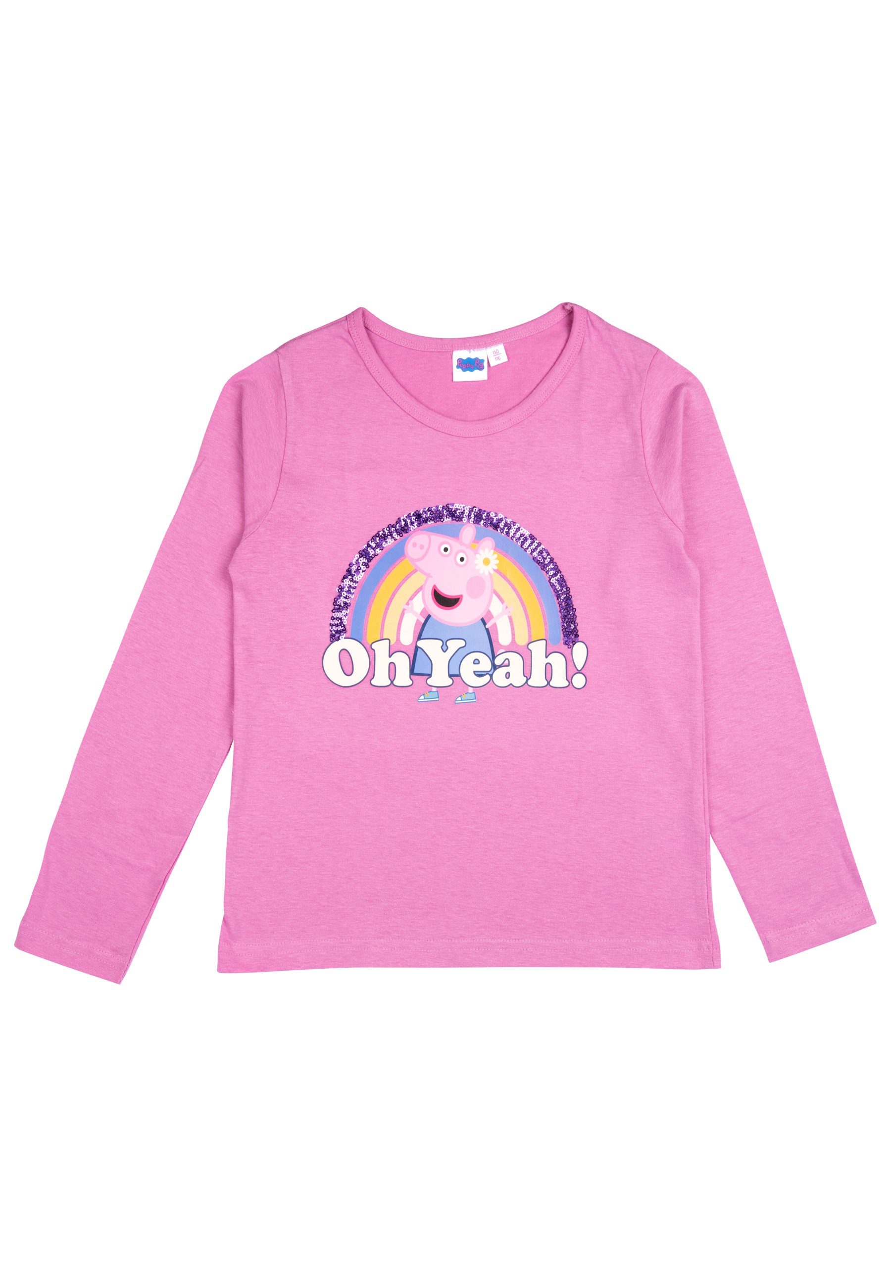 für - Yeah Pailletten United Pullover Labels® – Oh mit Wutz Peppa Mädchen langärmlig Sweatshirt