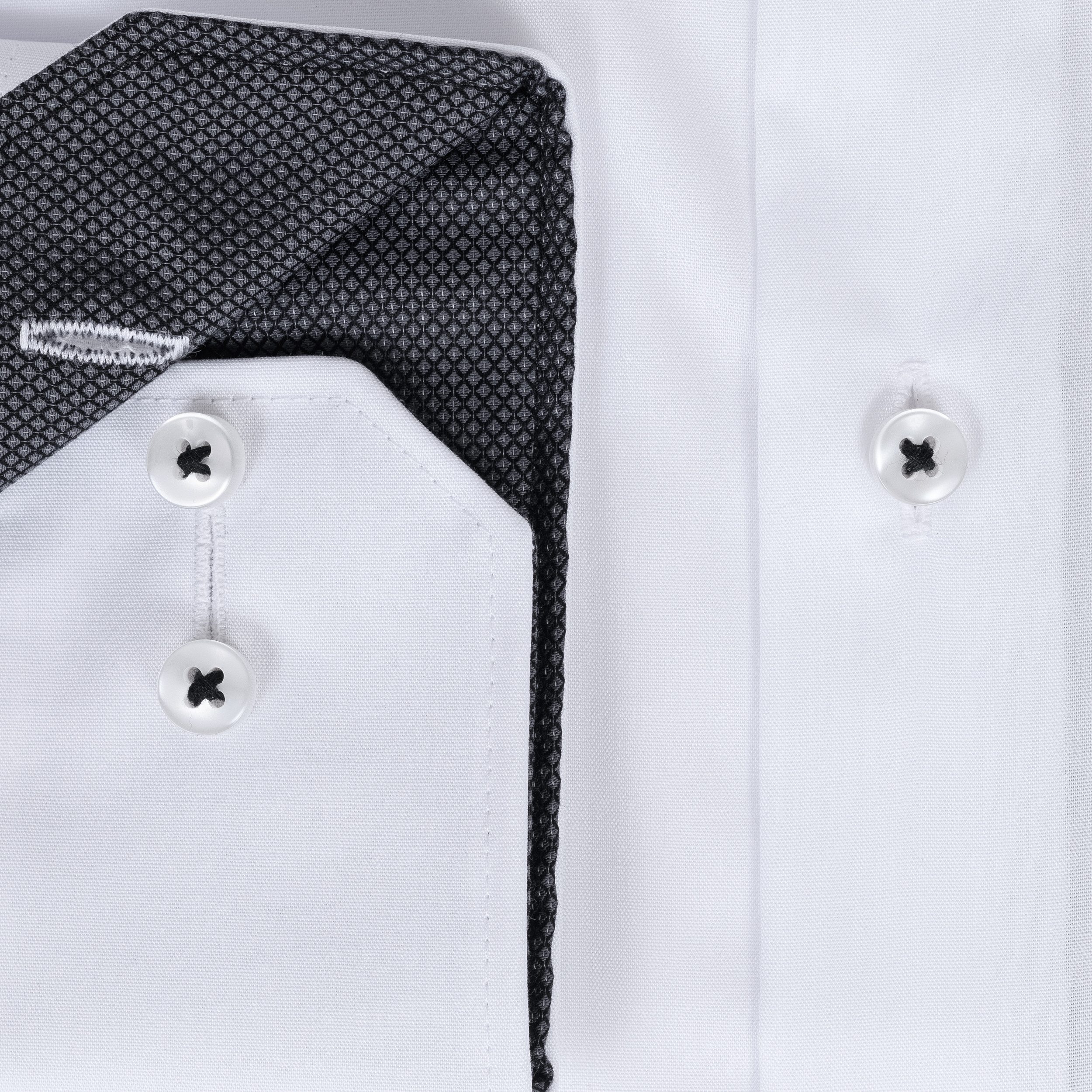 Eterna Businesshemd SLIM FIT, Weiß, Bügelfrei, Dynamic Cotton™, 100% Baumwolle Langarm 67cm, OHNE Brusttasche, Kentkragen mit Besatz