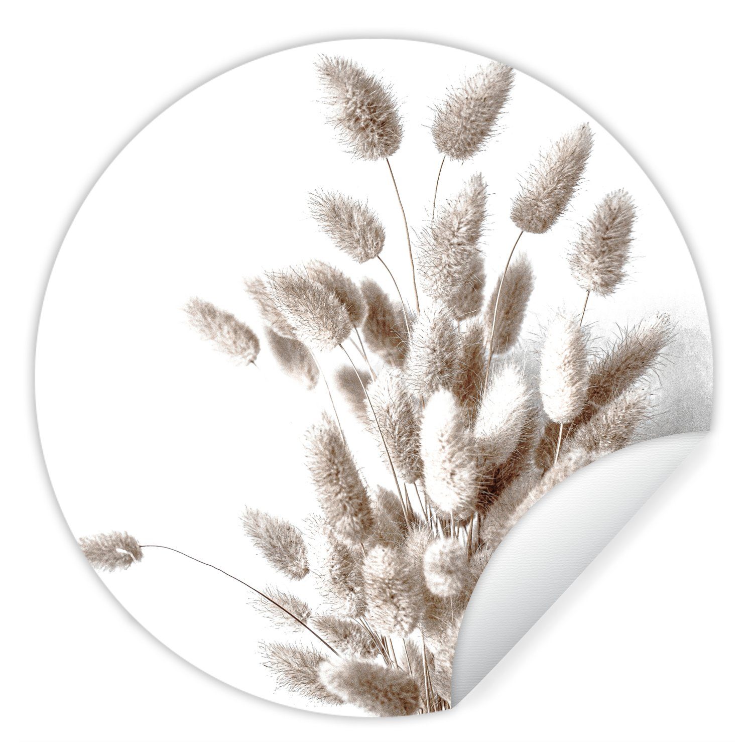 MuchoWow Wandsticker Pflanzen - Federn - Weiß (1 St), Tapetensticker, Wandbild rund, Kinderzimmer, Wohnzimmer, Einteilig