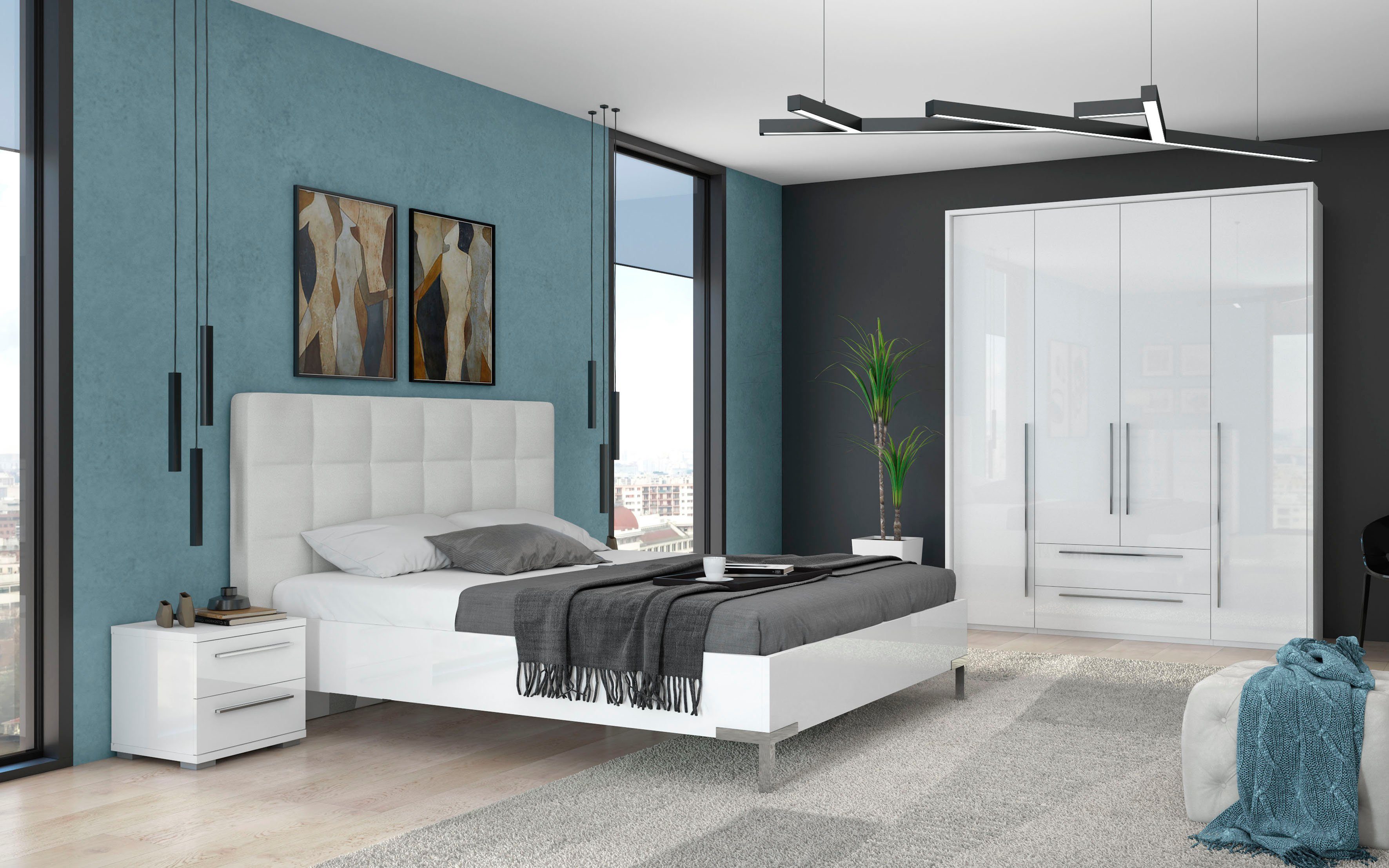 OTTO home Drehtürenschrank Piano, inklusive Rahmen und Beleuchtung, soft-close-Funktion (viele Breiten zur Auswahl, 226cm hoch, mit jeweils 2 Schubladen) beige  – Bild 5 von 5