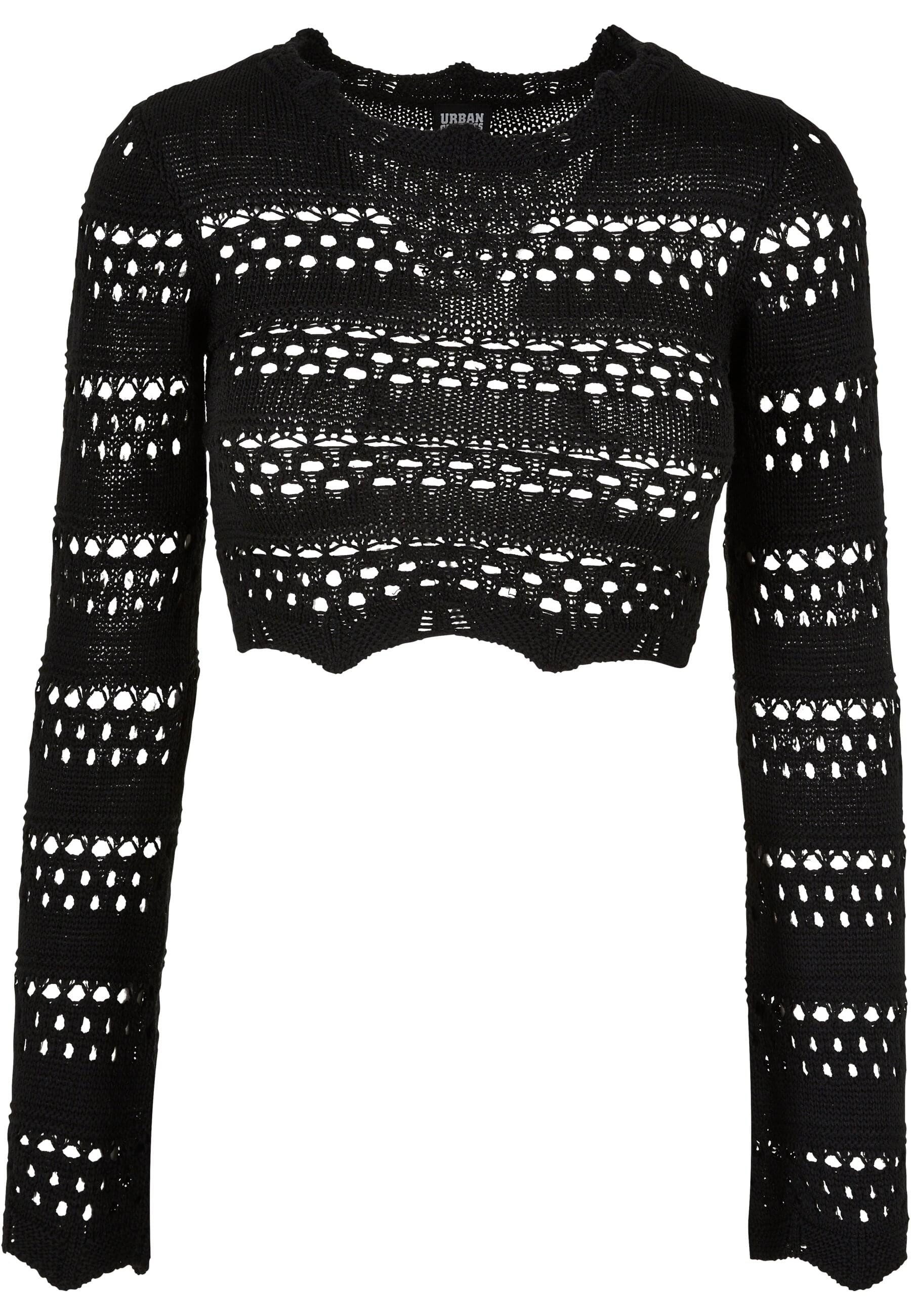 URBAN CLASSICS Rundhalspullover "Urban Classics Damen Ladies Cropped Croche günstig online kaufen