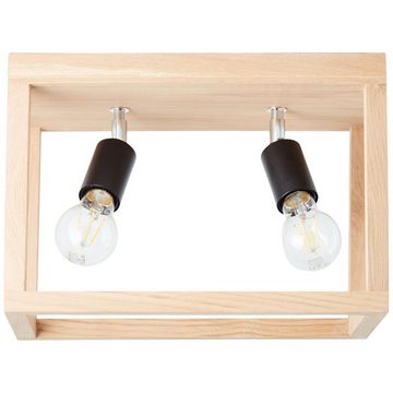 Brilliant Deckenleuchte Nerea, Lampe, Nerea Deckenleuchte 2flg eiche geölt, Holz/Metall, 2x A60, E27