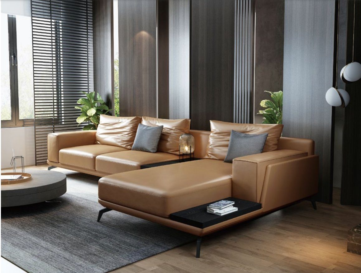 JVmoebel Ecksofa Wohnlandschaft L-Form Couch Garnitur, Ecksofa in Leder Polster Made Europe Design