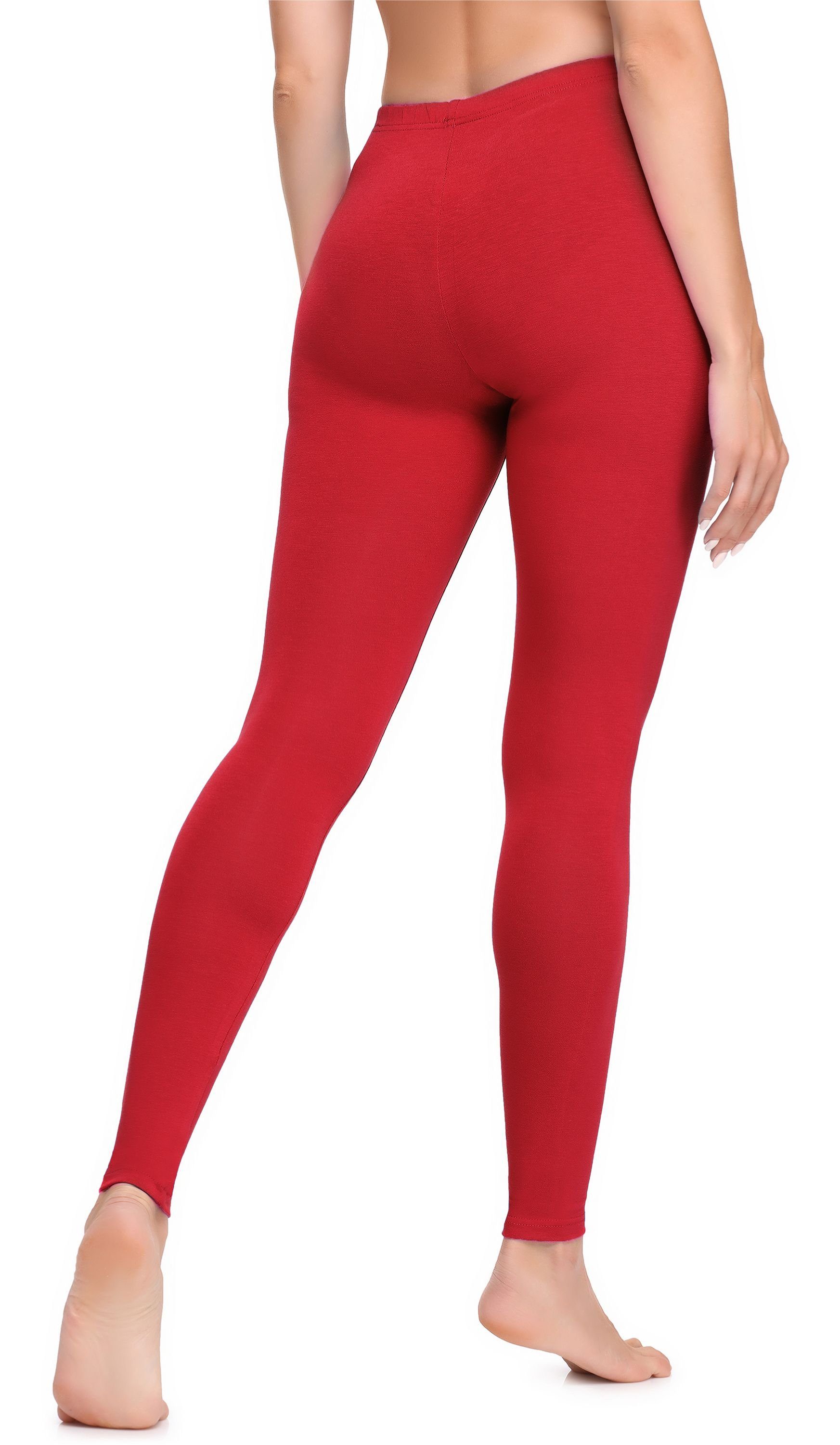 Leggings Ladeheid (1-tlg) aus Lange Baumwolle LA40-133 Damen Bund Rot elastischer Leggings