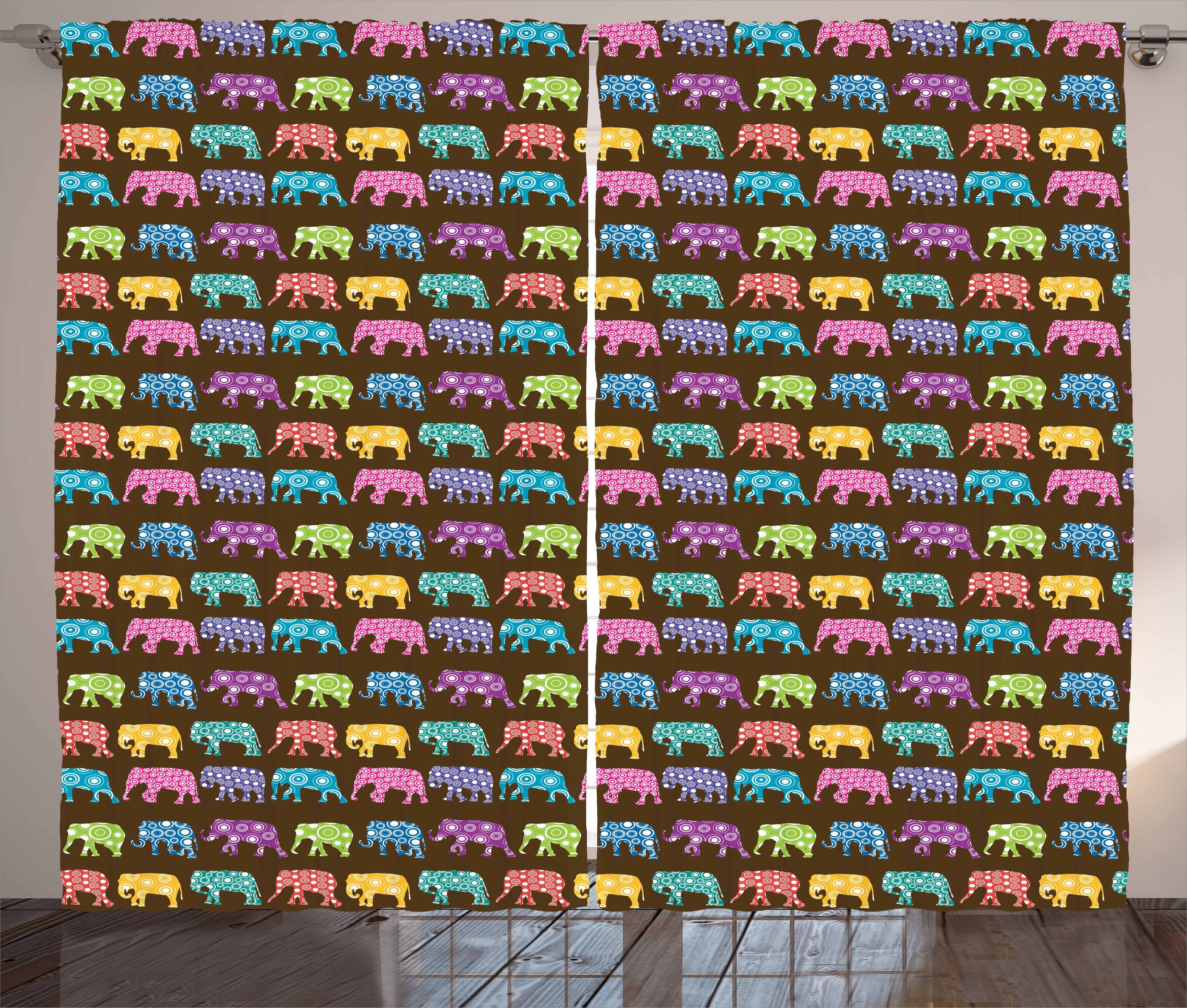 Kreisen Tiere Elefant mit Haken, Gardine Vorhang mit und Kräuselband Abakuhaus, Schlafzimmer Schlaufen