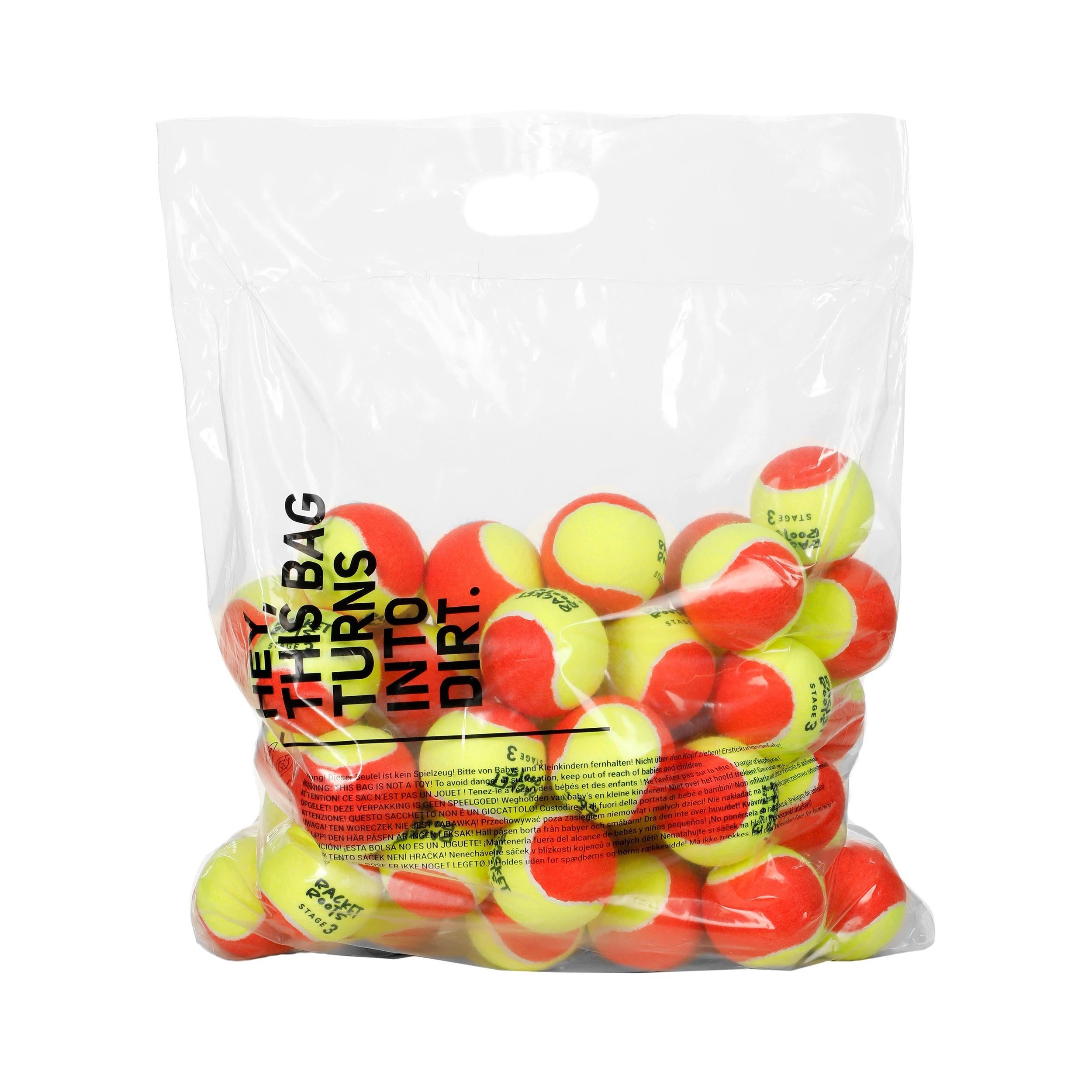 Racket Roots Tennisball RR Stage 3 - 48 Tennisbälle - Play and Stay Ball - (48er Beutel)