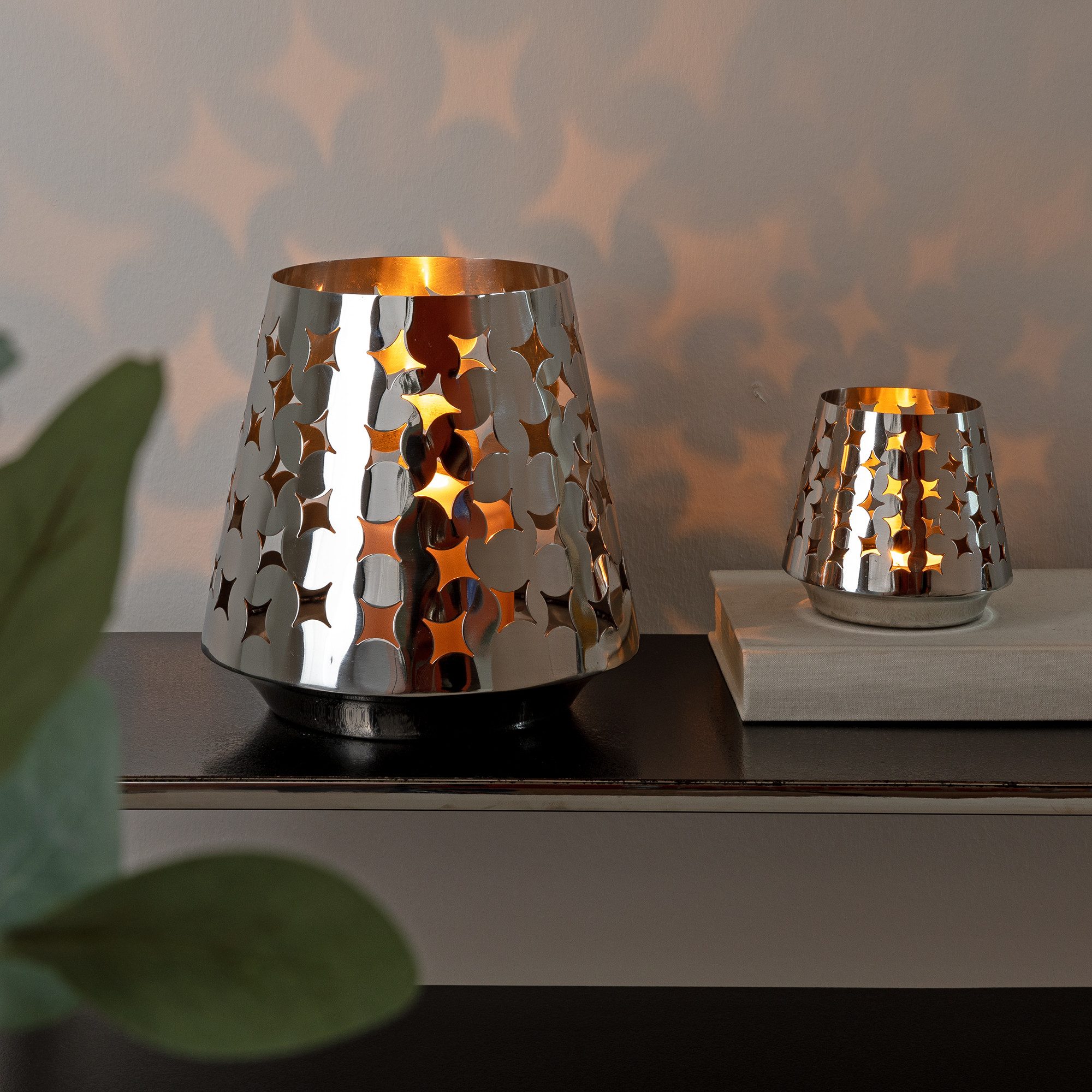 Fink Windlicht LUMA - 2er Set Windlichter aus Edelstahl - silber - Teelichthalter (2er Set, 1 St., 2 Stück), Teelicht - Kerzenlicht - Geschenkeset - Dekoration - Kerzenhalter